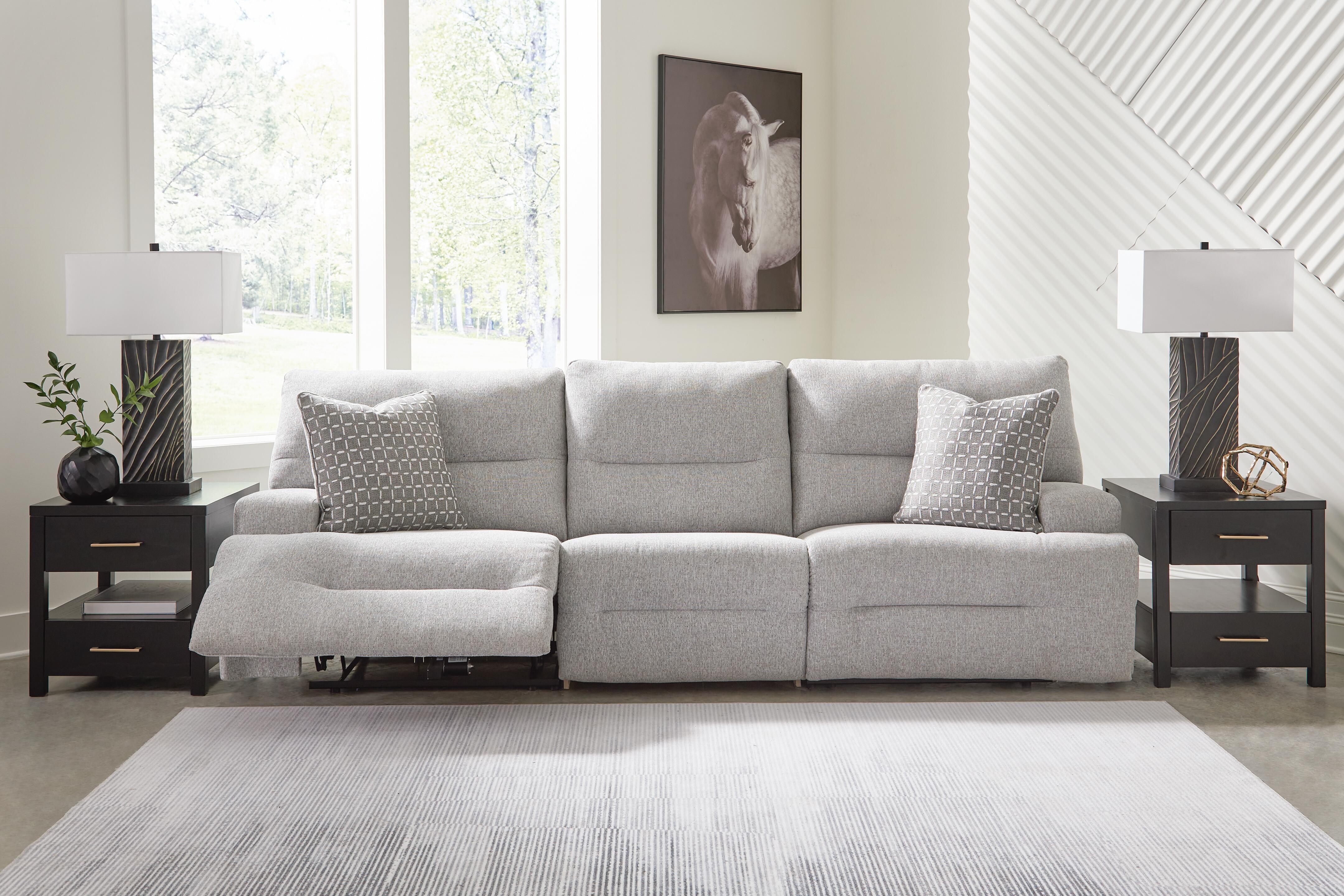 Acklen Place 3-Piece Power Reclining Sectional Sofa in Pewter