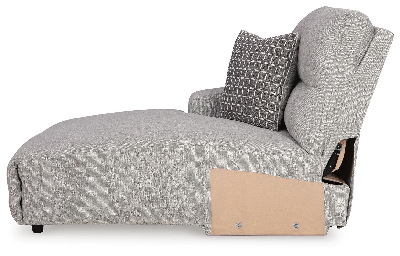 Acklen Place 6-Piece LAF Chaise Power Reclining Sectional in Pewter Performance Fabric and Next-Gen Nuvella