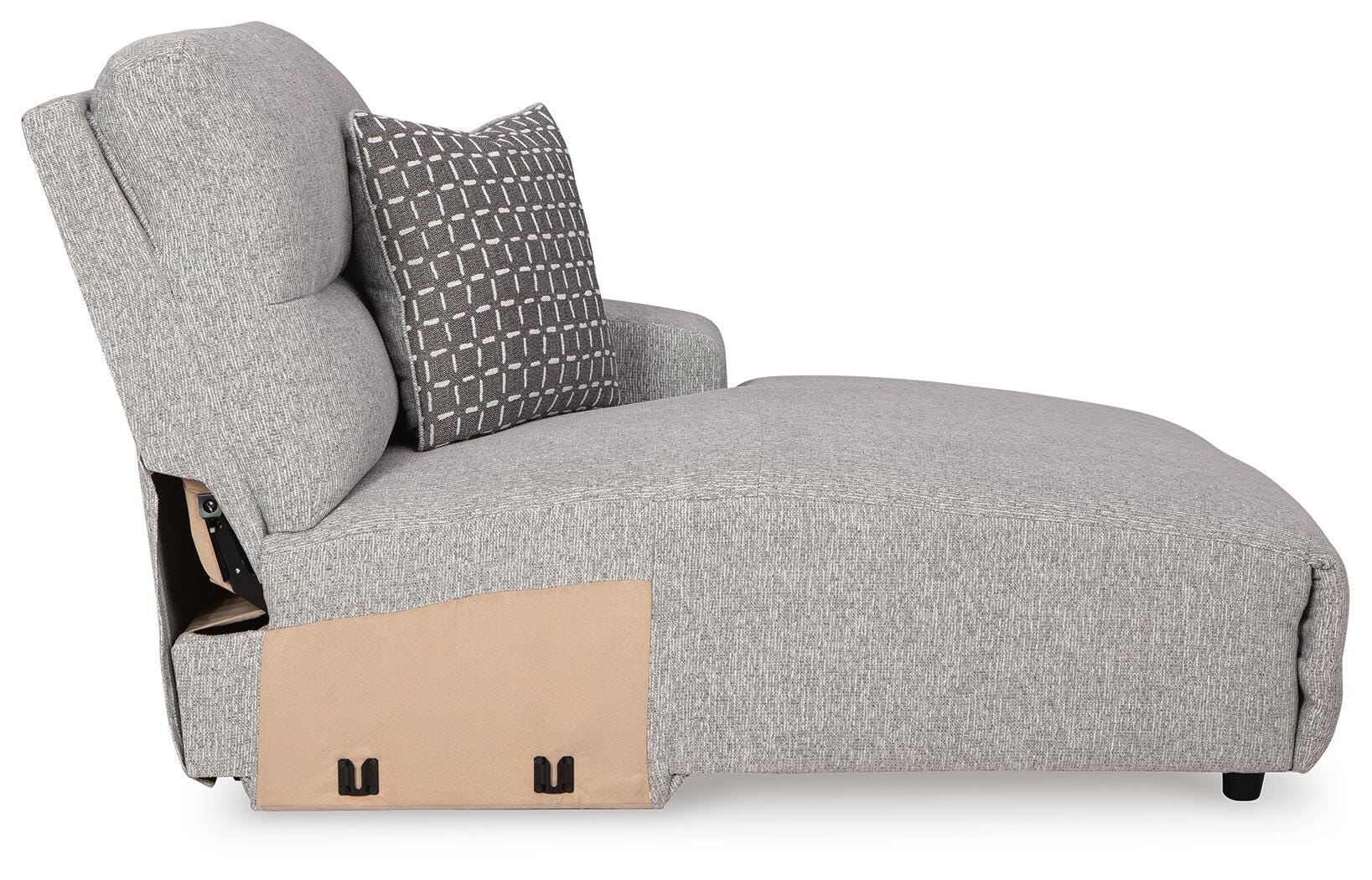 Acklen Place 6-Piece RAF Chaise Power Reclining Sectional in Pewter Performance Fabric and Next-Gen Nuvella