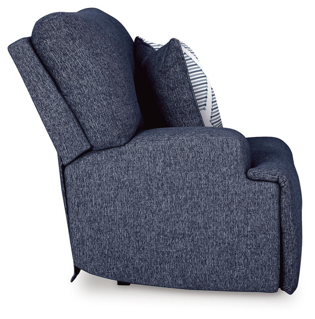 Acklen Place 6-Piece Power Reclining Sectional in Navy Performance Fabric and Next-Gen Nuvella
