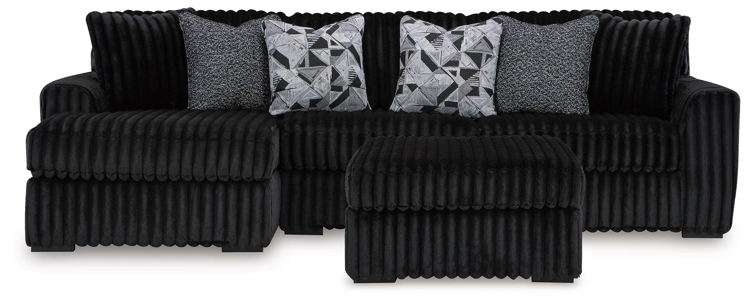 Midnight-Madness 2-Piece Sectional and Ottoman in Onyx