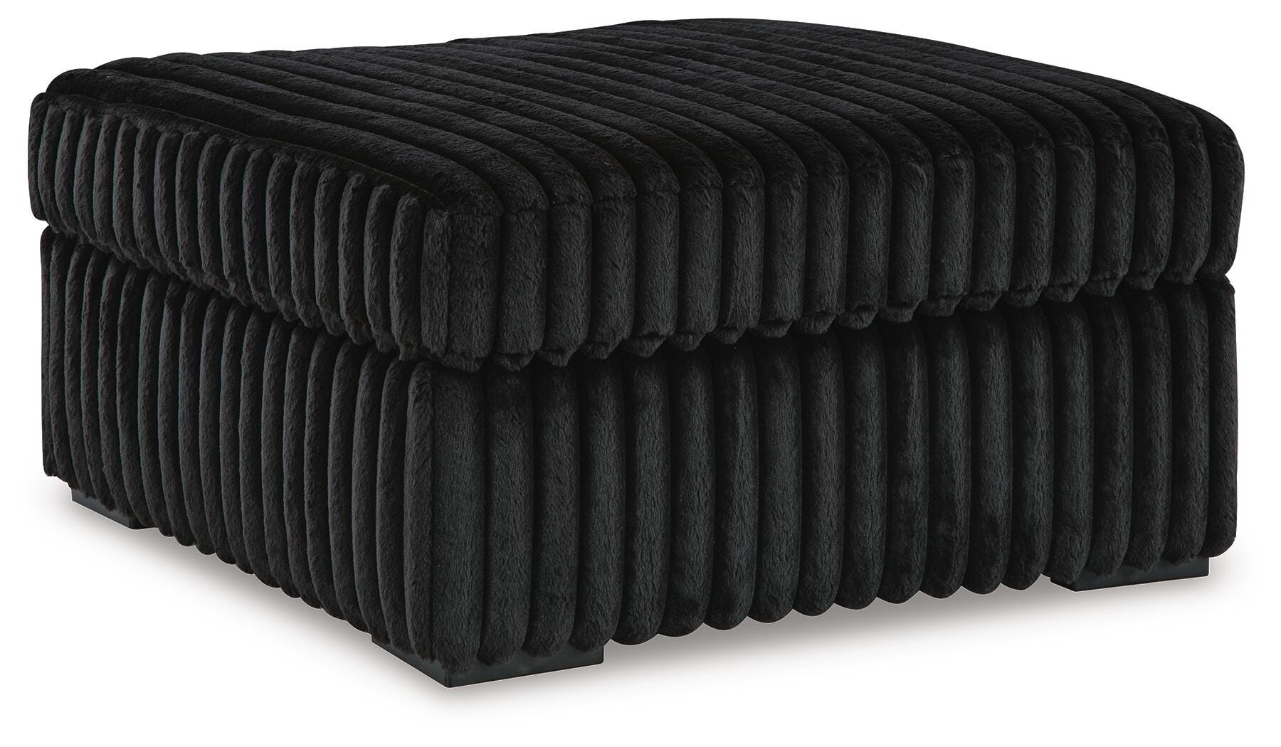 Midnight-Madness Onyx Corduroy Oversized Accent Ottoman