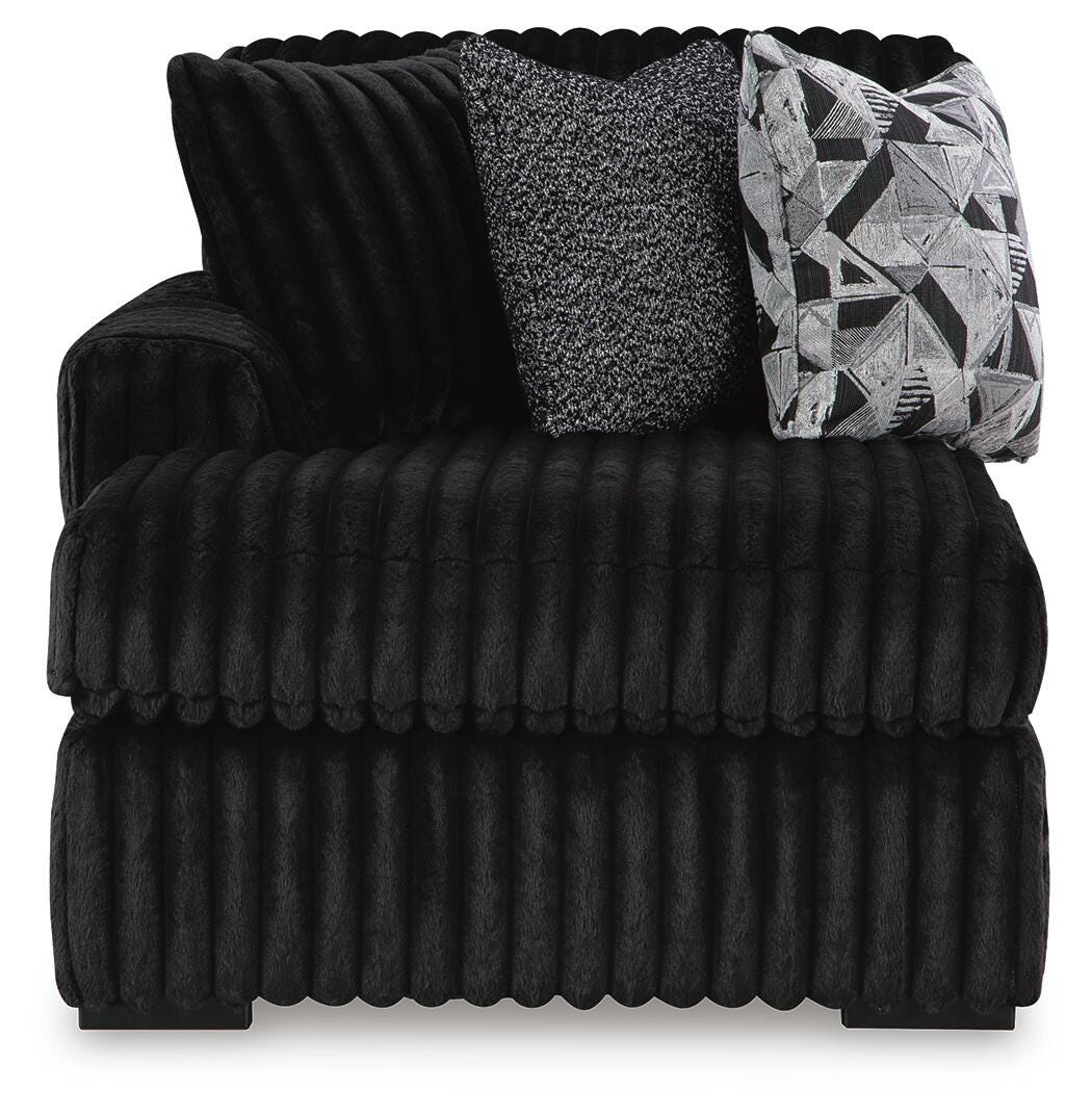 Midnight-Madness 3-Piece Sectional with LAF Chaise in Onyx Velvet
