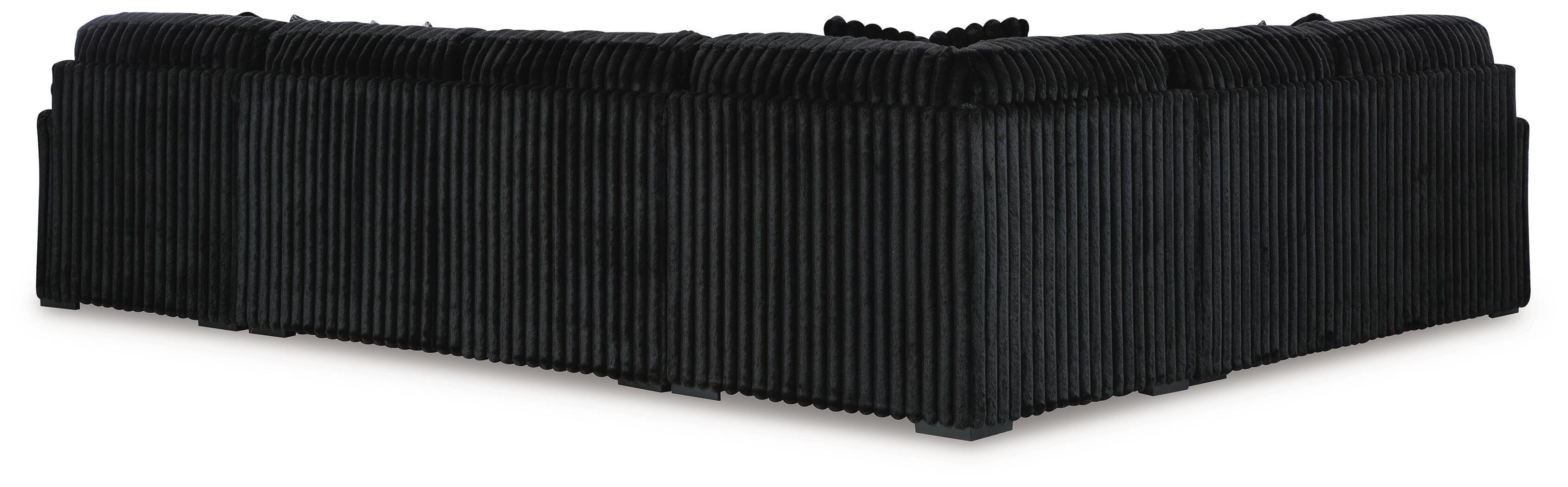 Midnight-Madness 4-Piece RAF Chaise Sectional in Onyx Velvet