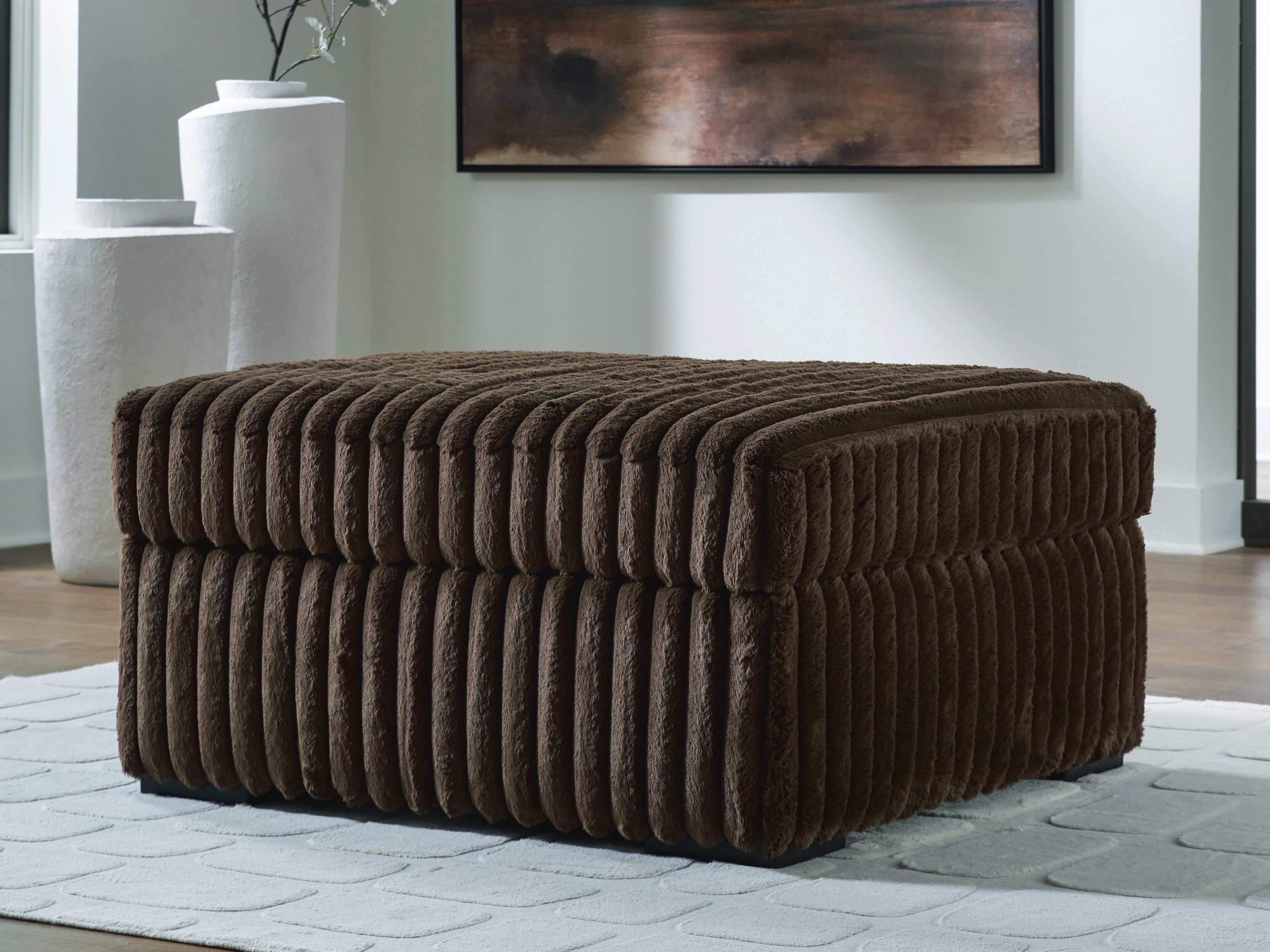 Midnight-Madness Oversized Accent Ottoman in Chocolate Velvet
