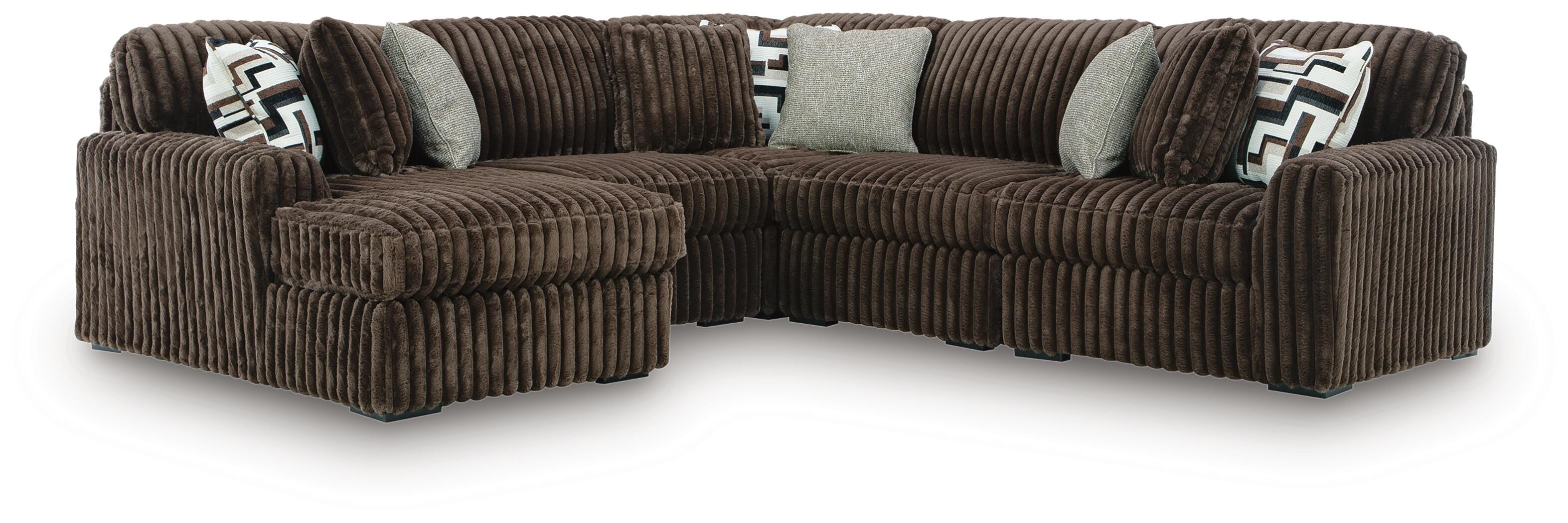 Midnight-Madness 5-Piece LAF Chaise Sectional in Chocolate