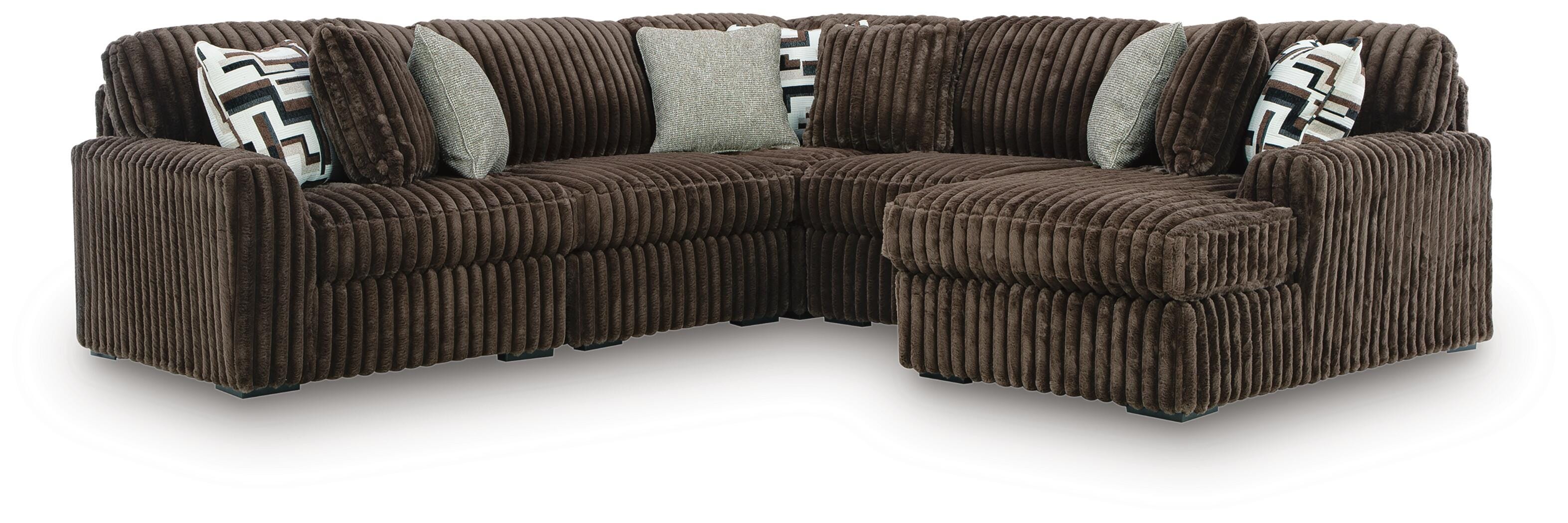 Midnight-Madness 5-Piece RAF Chaise Sectional in Chocolate