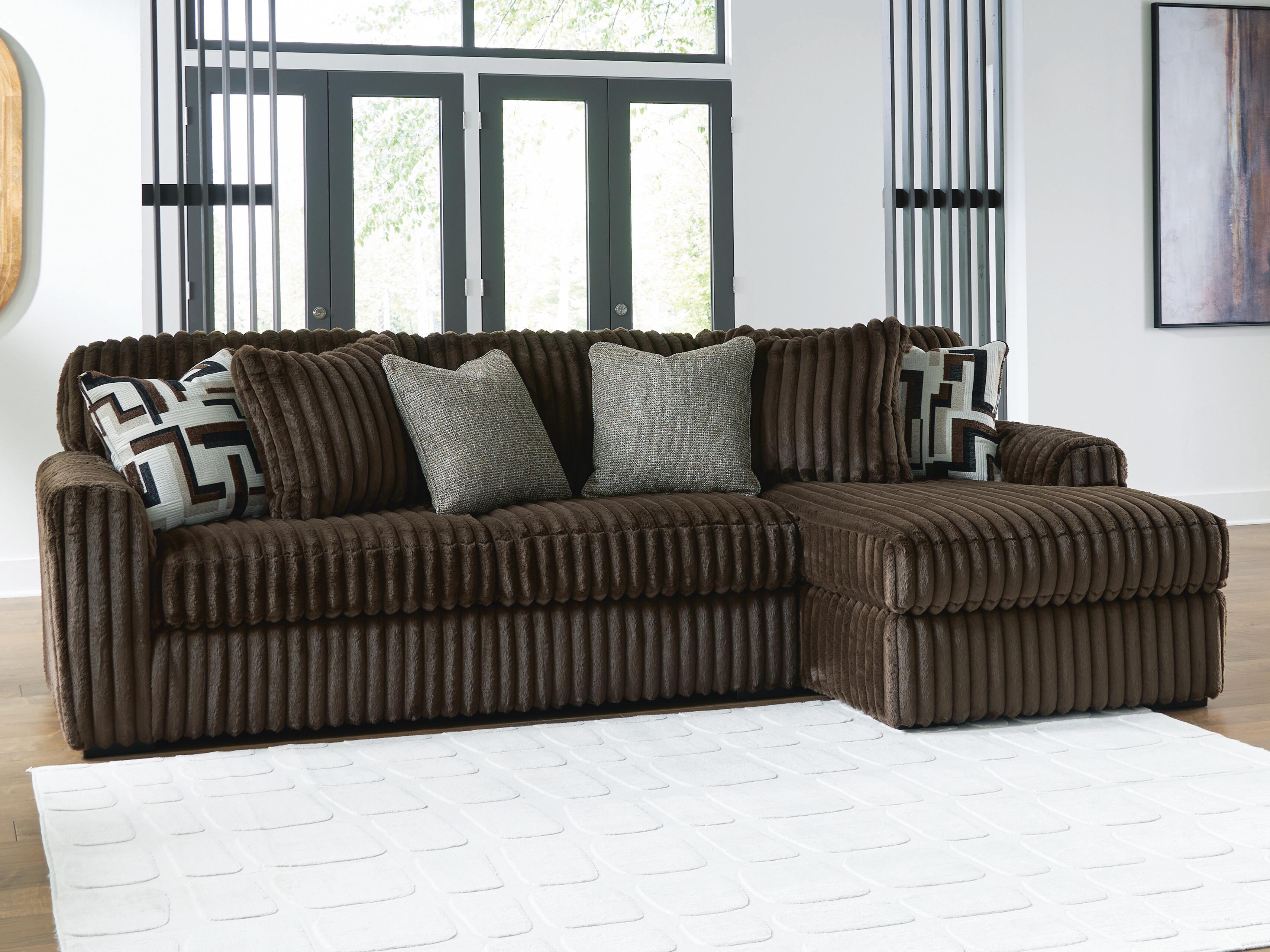 Midnight-Madness 2-Piece RAF Chaise Sectional Sofa in Chocolate Velvet
