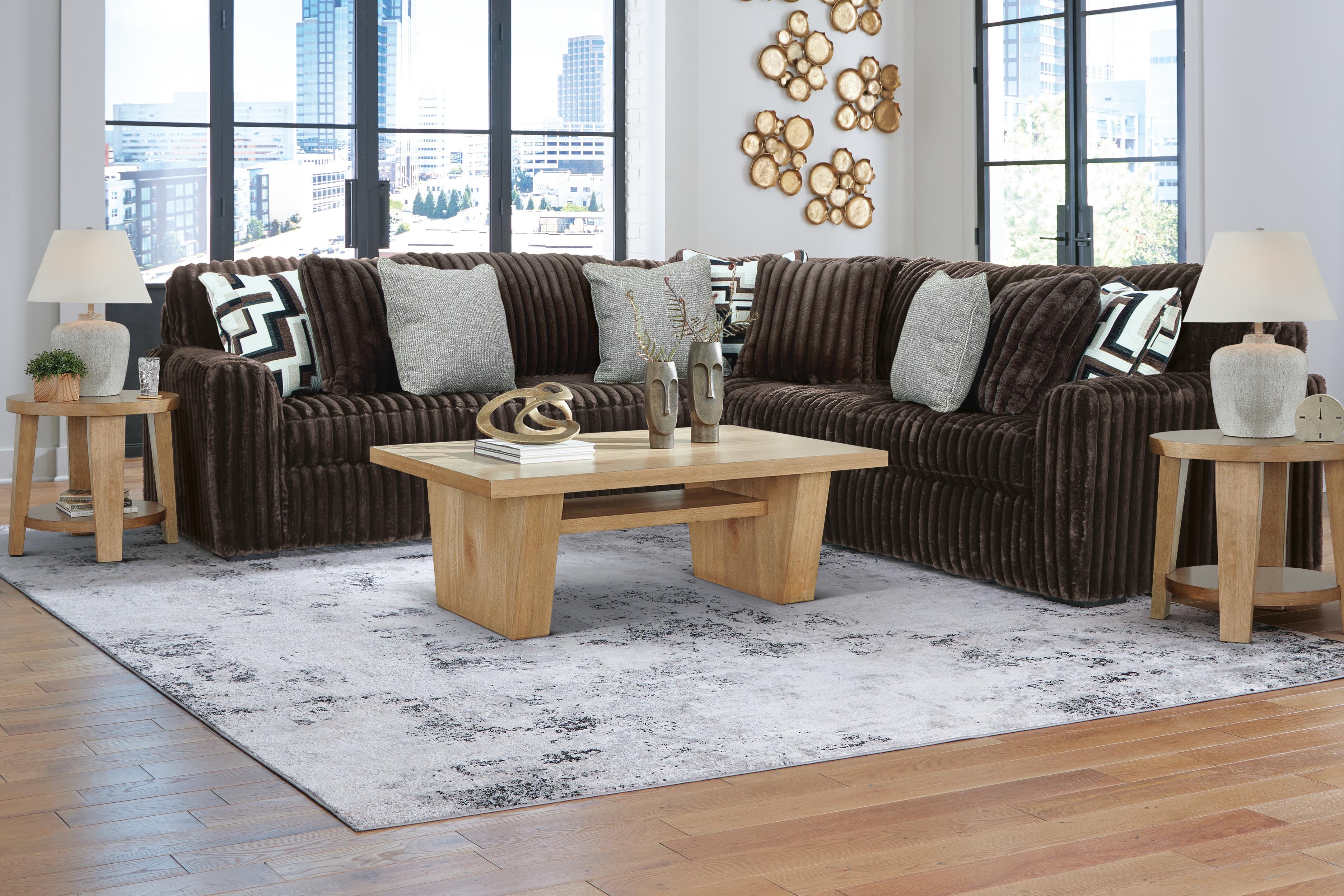 Midnight-Madness 3-Piece Sectional in Chocolate Velvet