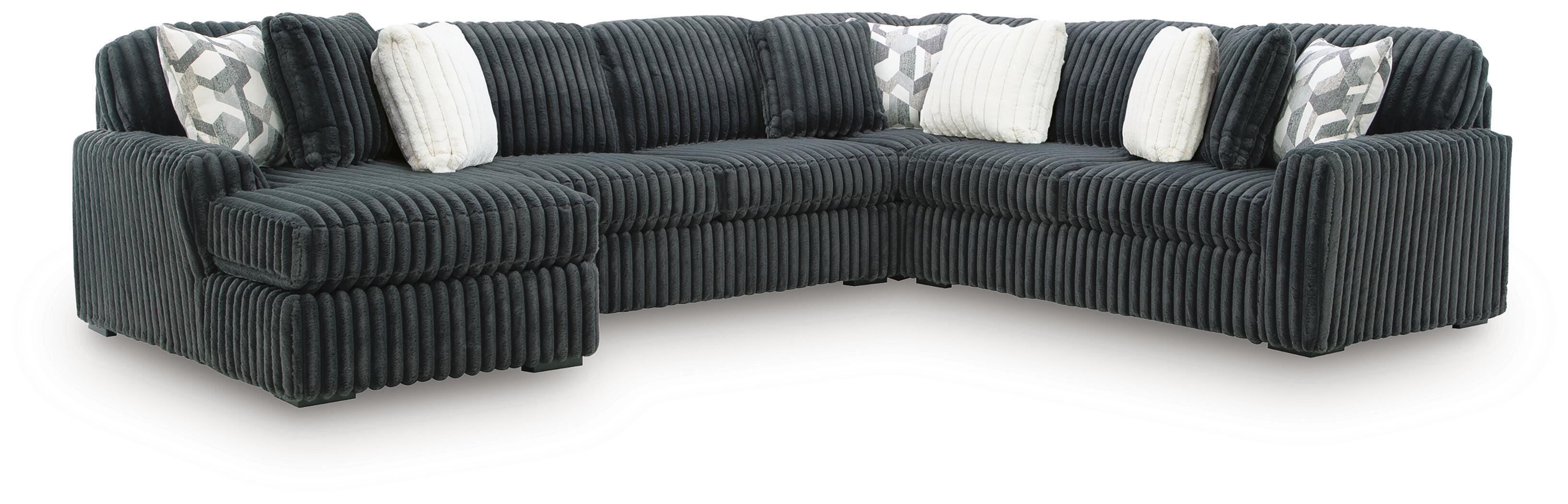 Midnight-Madness 4-Piece LAF Chaise Sectional in Gunmetal
