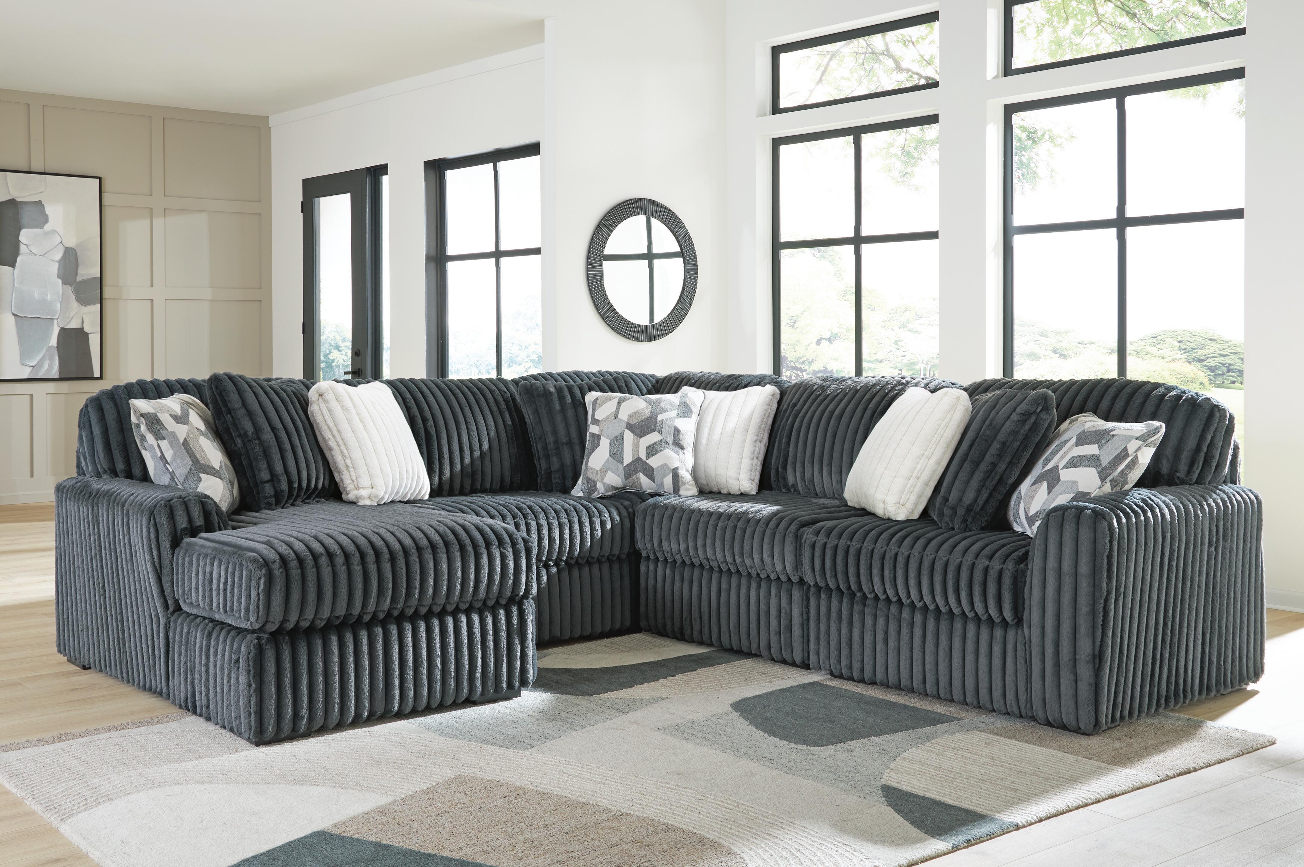 Midnight-Madness 5-Piece Sectional with LAF Chaise in Gunmetal