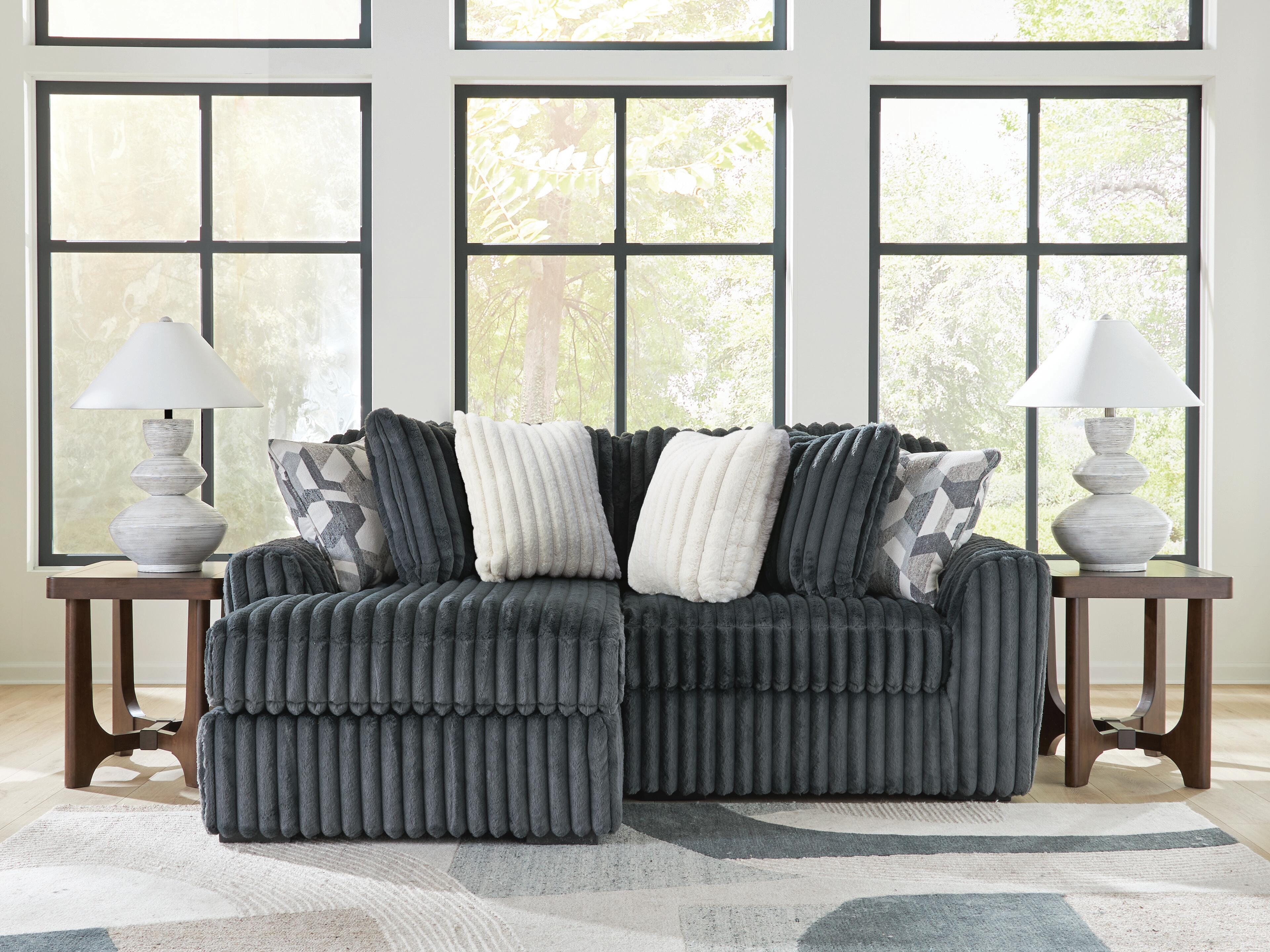 Midnight-Madness 2-Piece LAF Chaise Sectional in Gunmetal