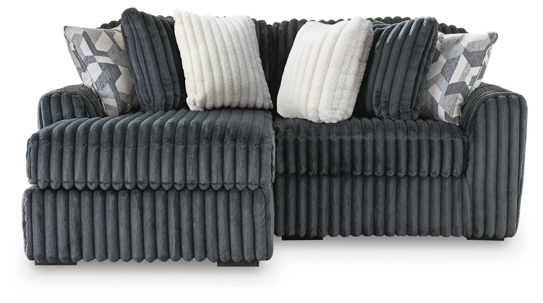 Midnight-Madness 2-Piece LAF Chaise Sectional in Gunmetal
