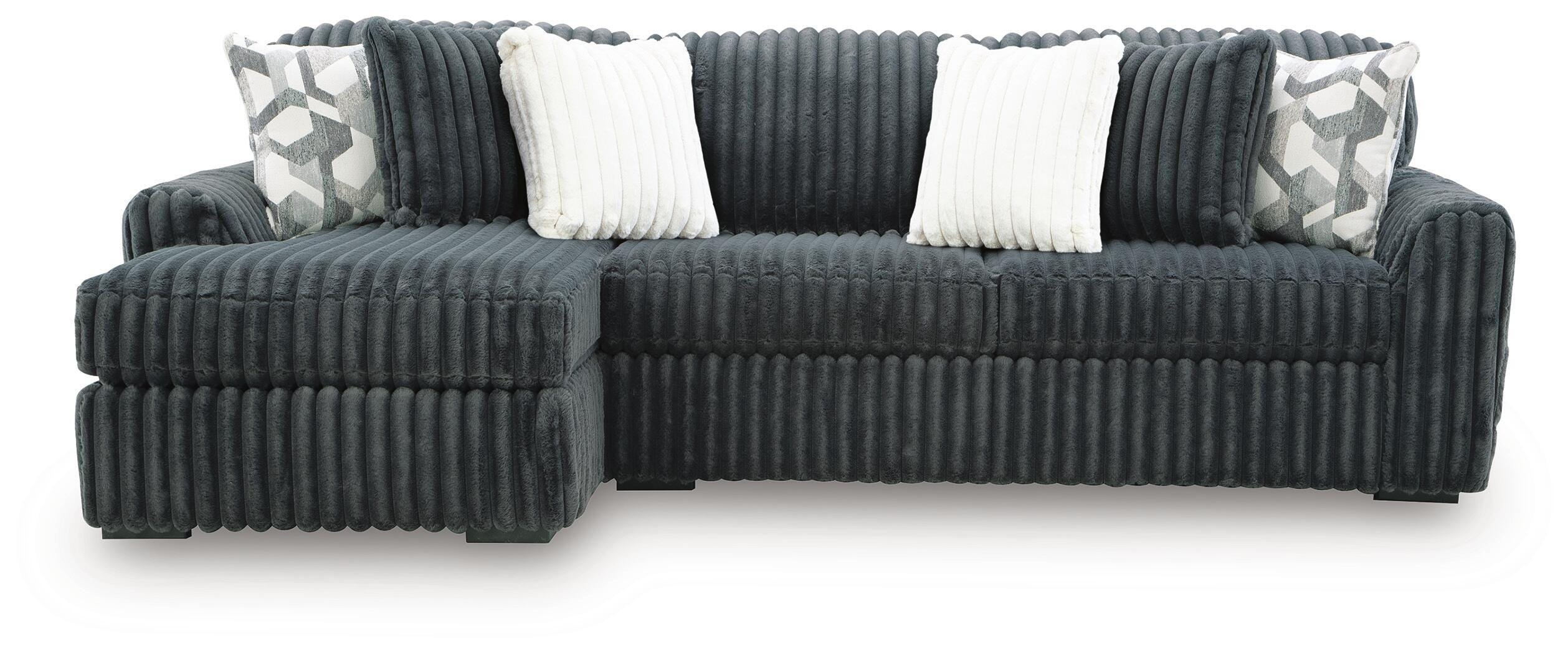 Midnight-Madness 2-Piece Sectional RAF Sofa Chaise in Gunmetal