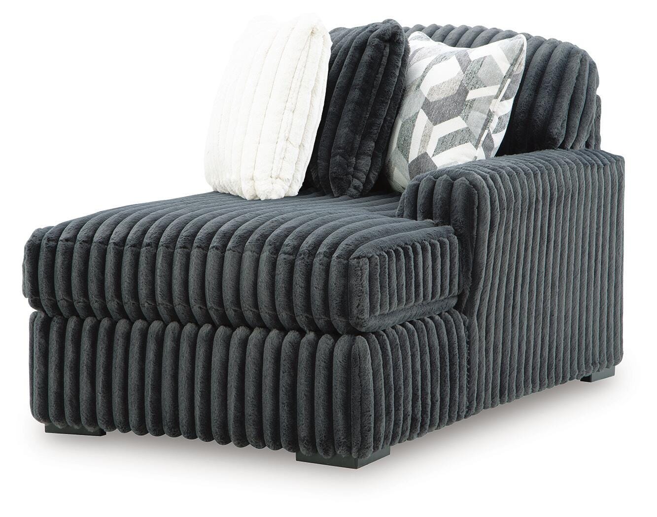 Midnight-Madness 3-Piece Sectional with Double Chaise in Gunmetal