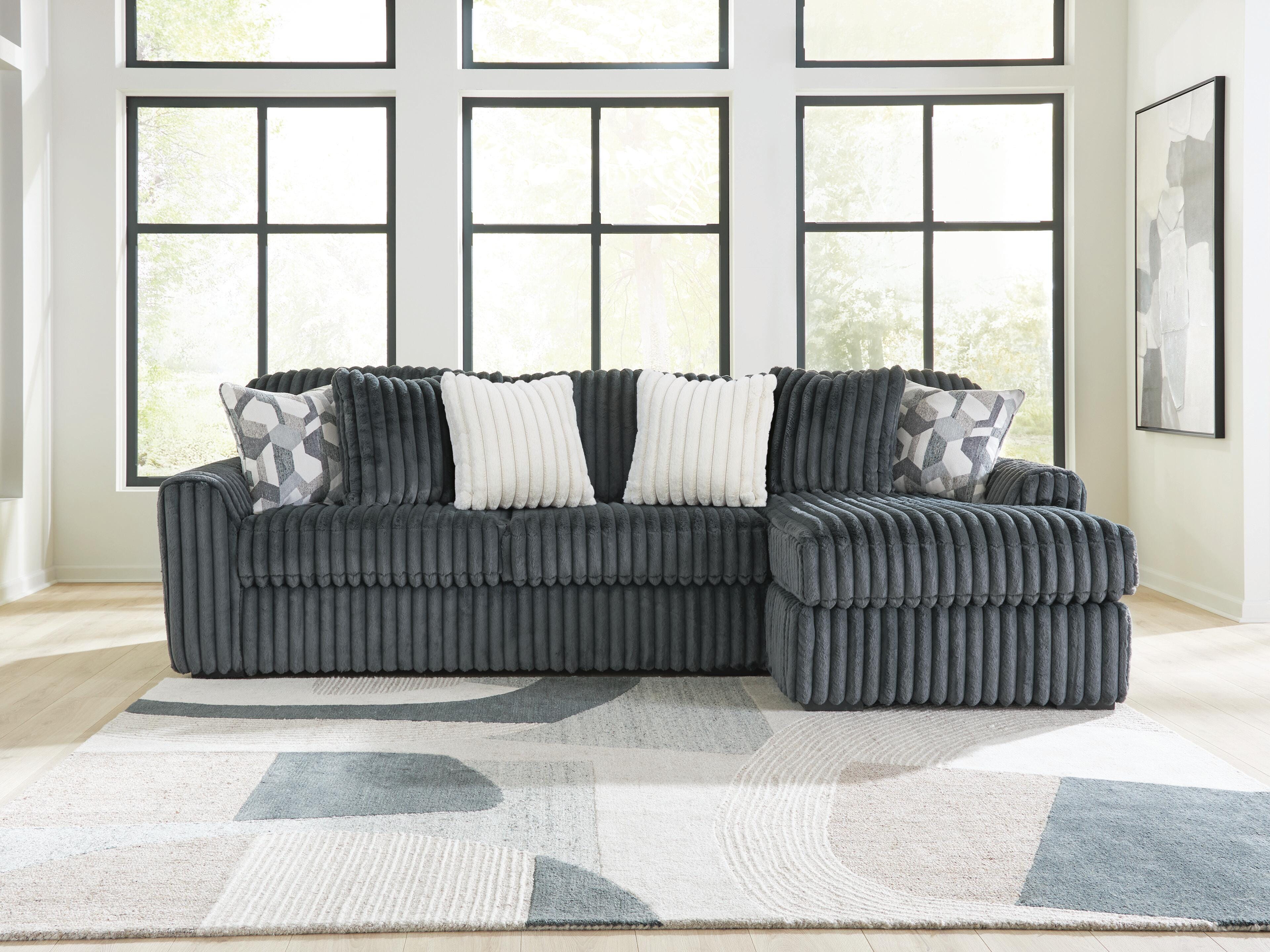 Midnight-Madness 2-Piece Sectional Sofa Chaise in Gunmetal