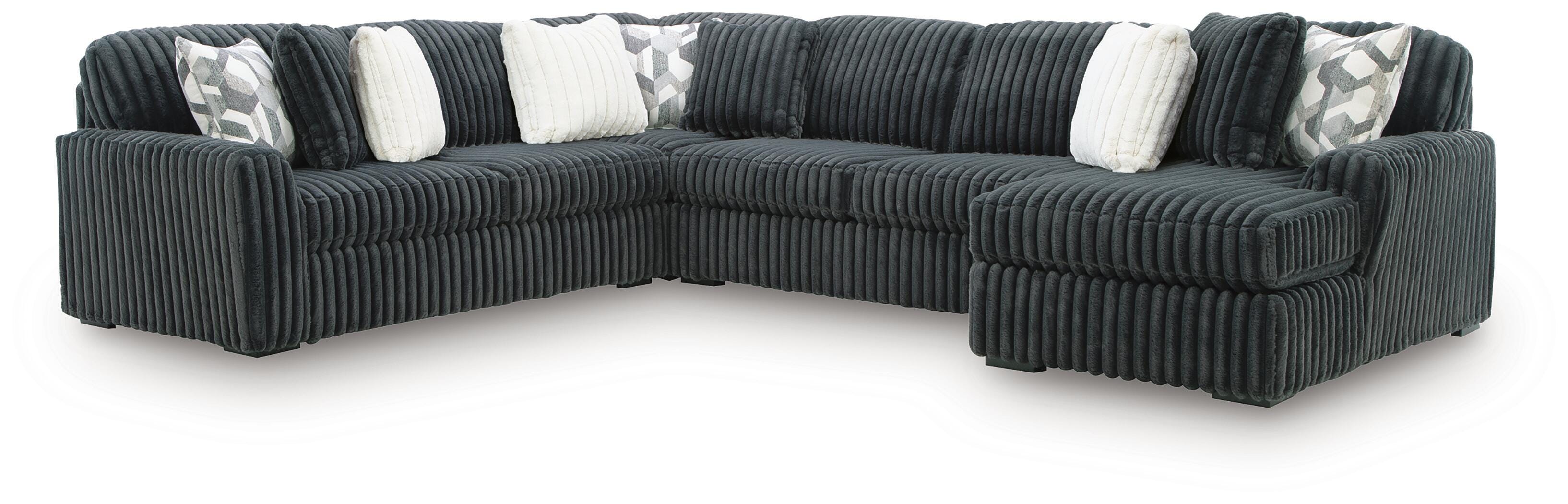 Midnight-Madness 4-Piece RAF Chaise Sectional in Gunmetal