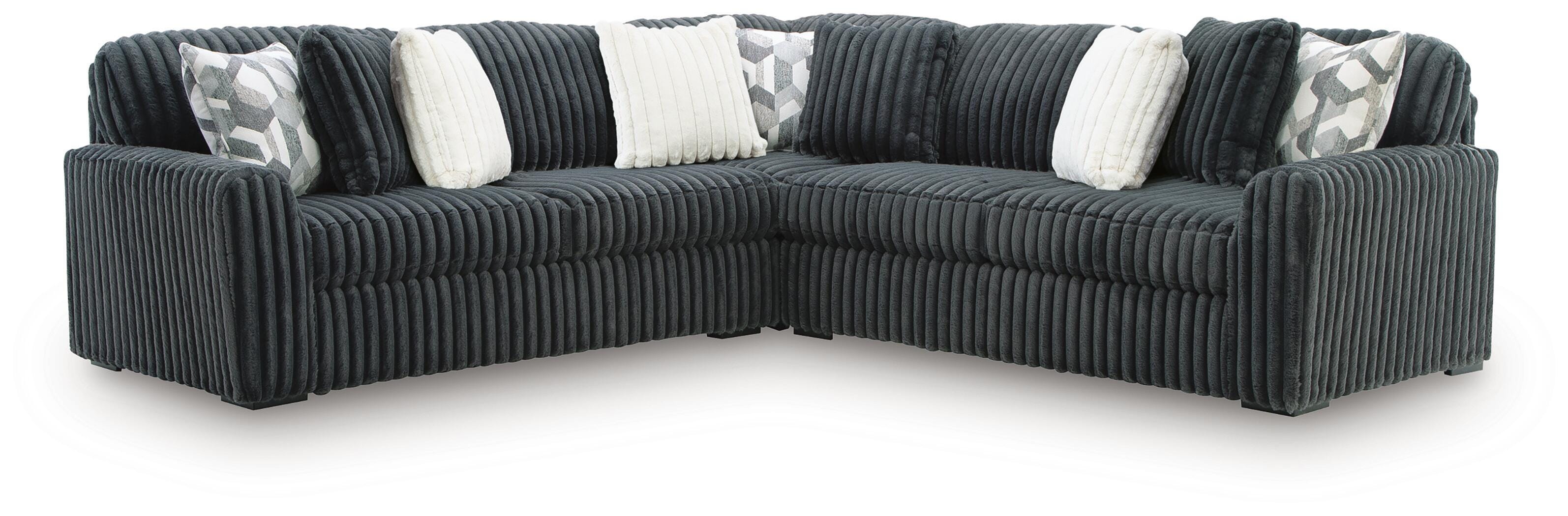 Midnight-Madness 3-Piece Sectional in Gunmetal