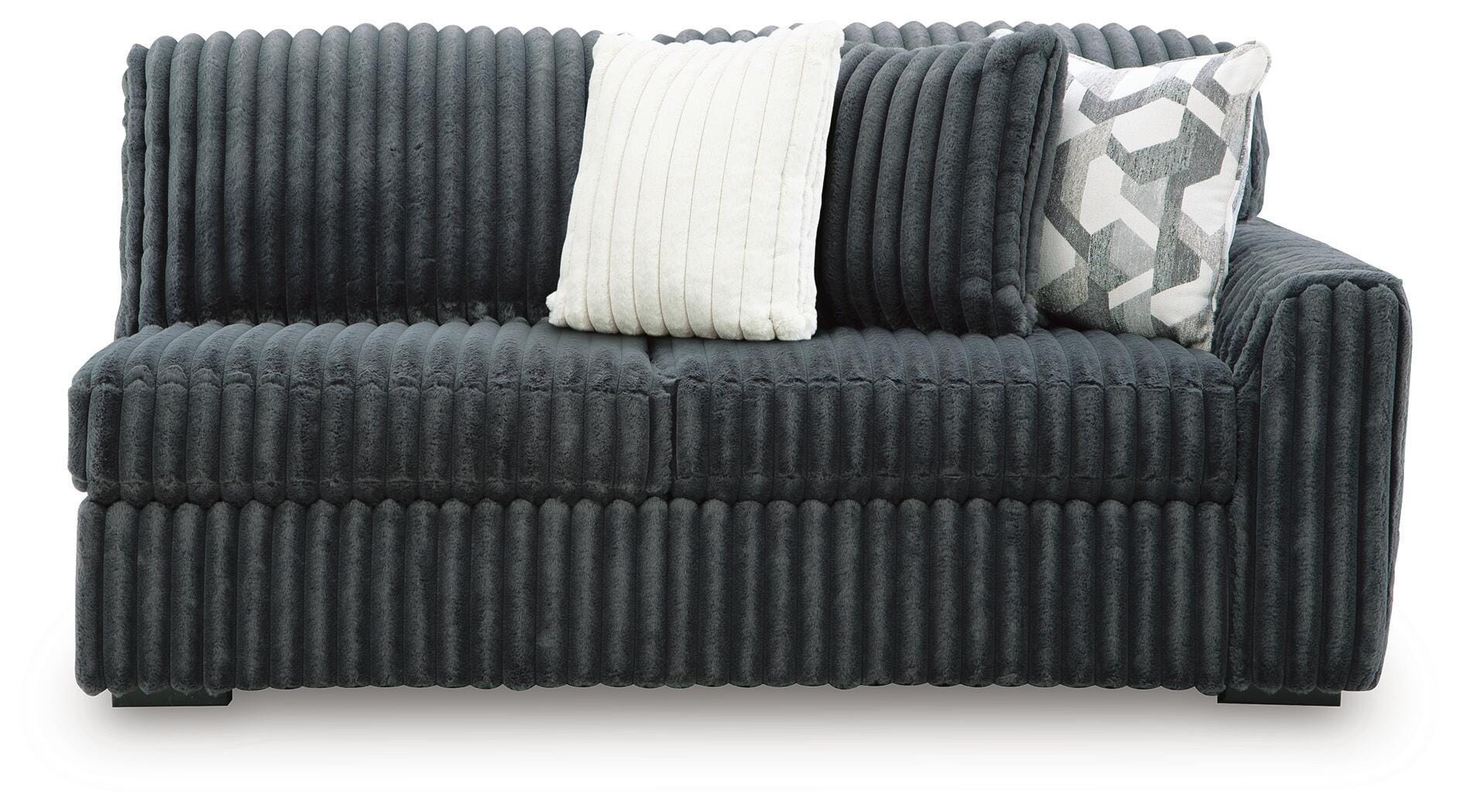 Midnight-Madness 2-Piece Sectional RAF Sofa Chaise in Gunmetal