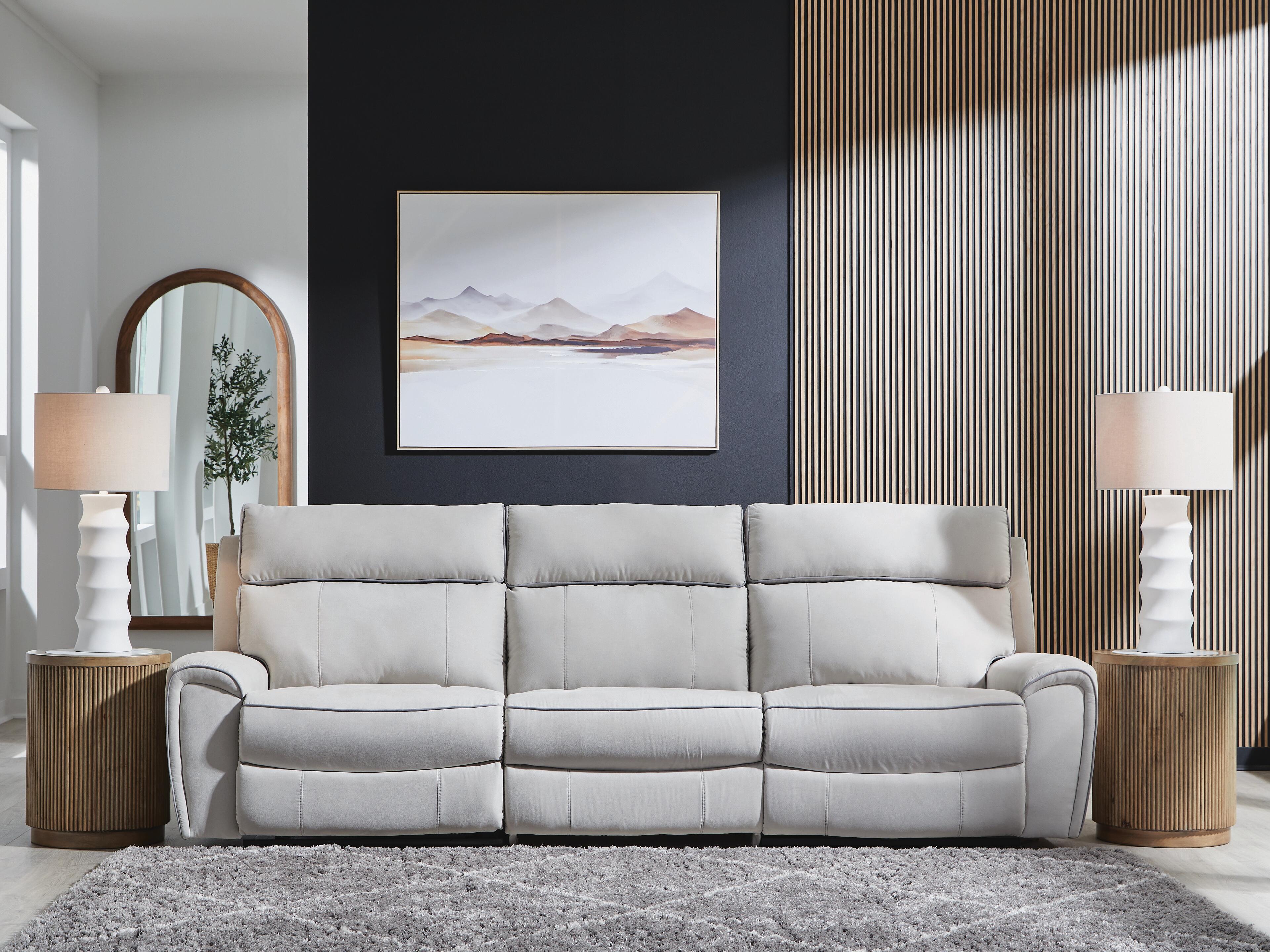 Social Pointe 3-Piece Power Reclining Sectional Sofa in Pearl/Ash Chenille