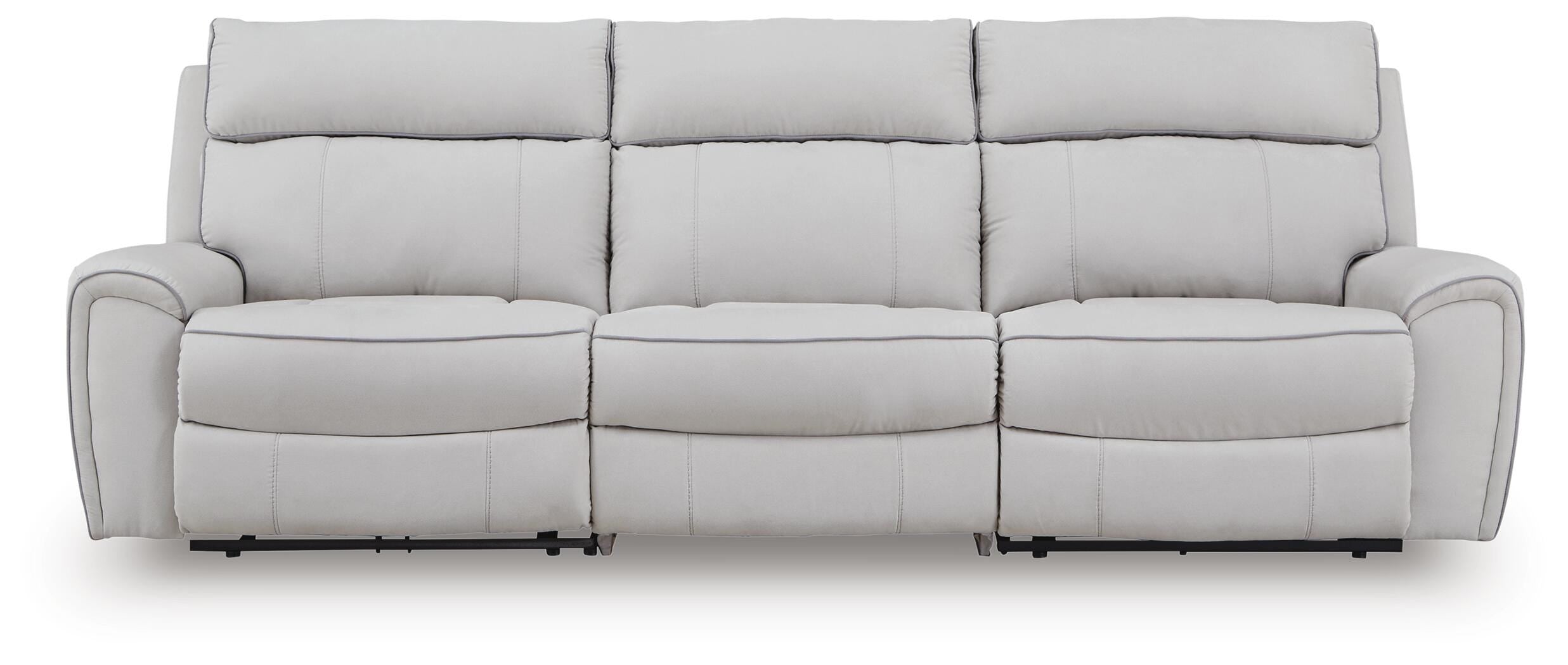 Social Pointe 3-Piece Power Reclining Sectional Sofa in Pearl/Ash Chenille