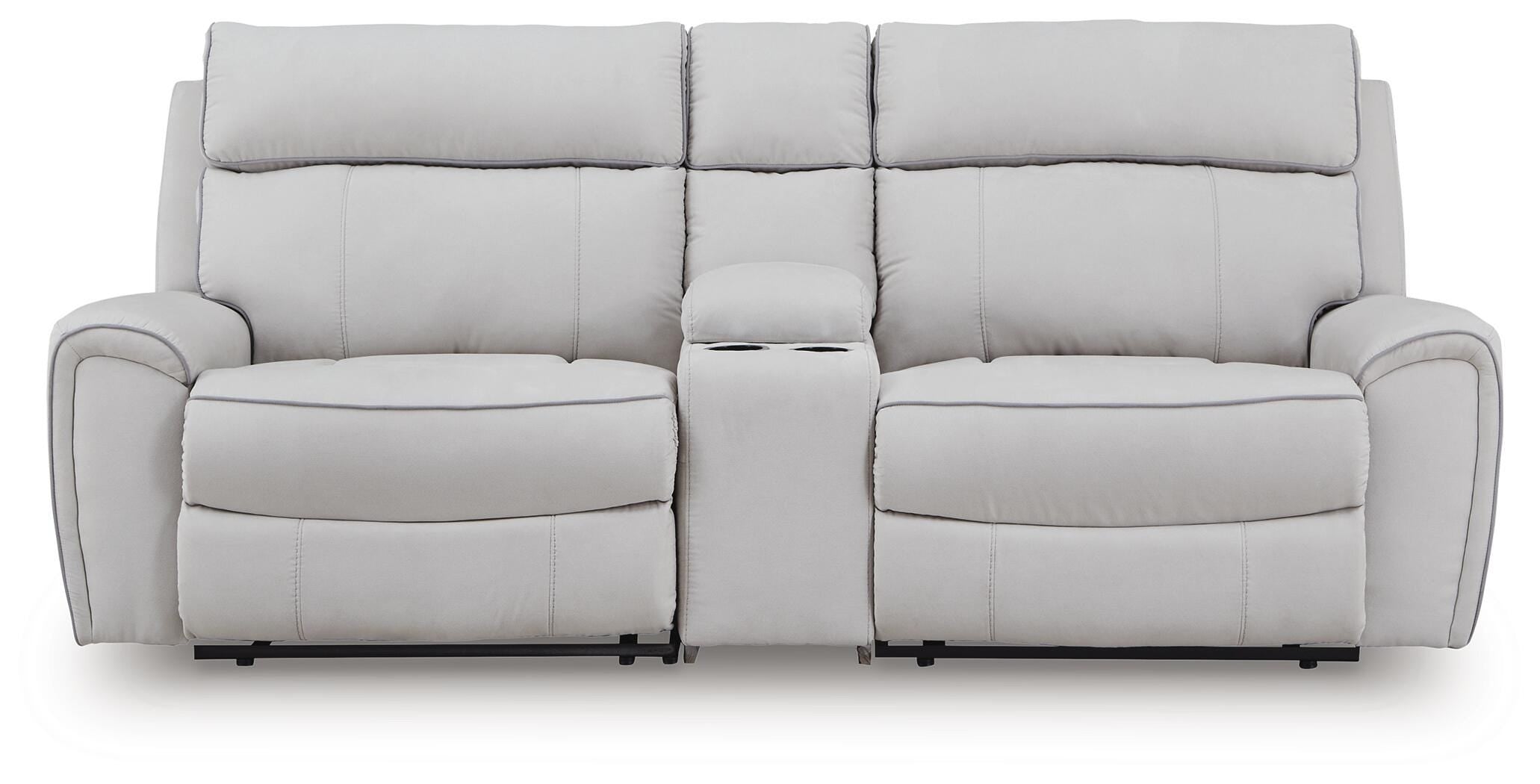 Social Pointe 3-Piece Power Reclining Sectional in Pearl/Ash Chenille
