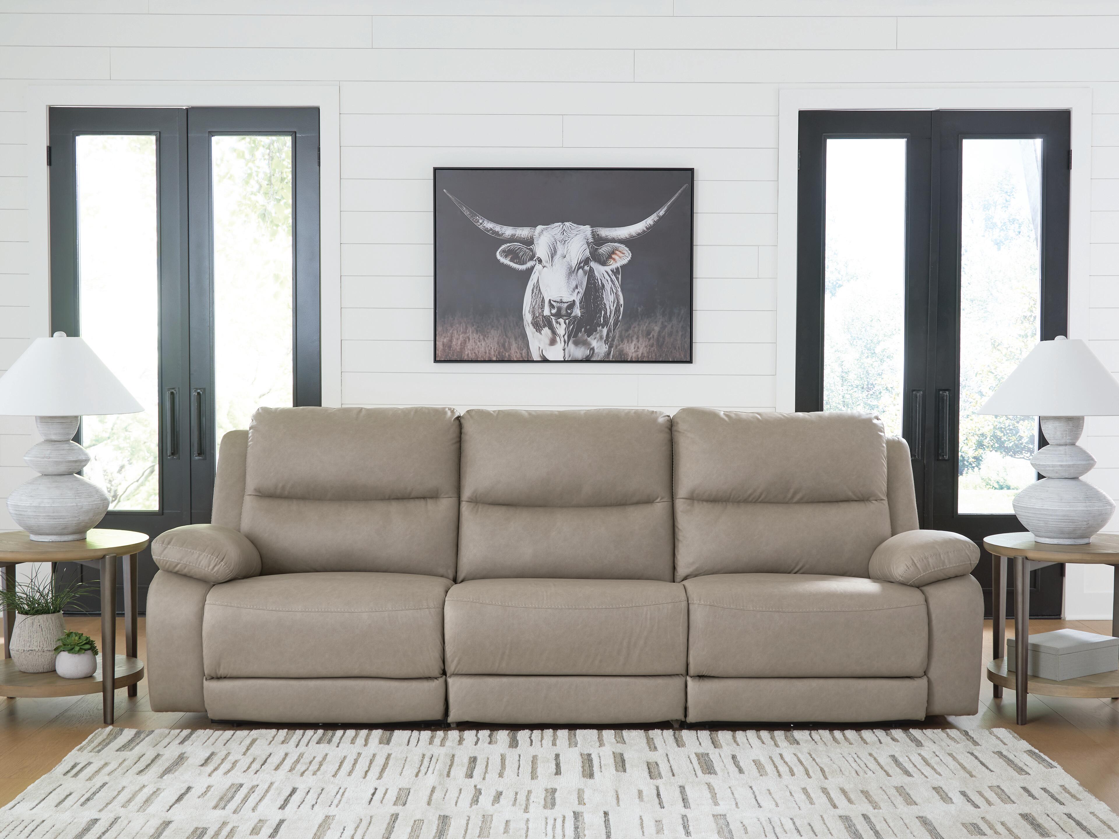 Narwhal Place 3-Piece Power Reclining Sectional Sofa in Pebble Faux Leather