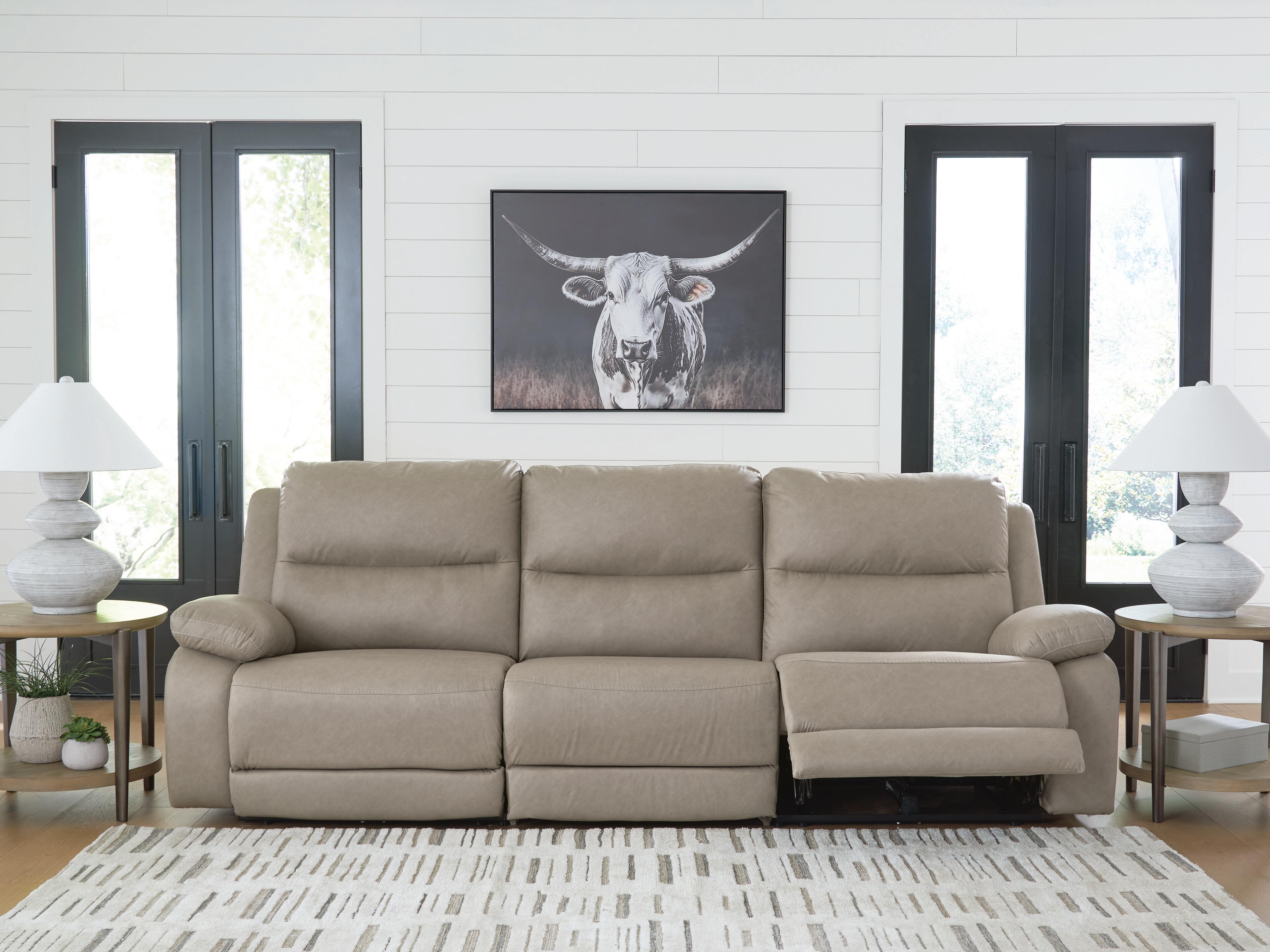 Narwhal Place 3-Piece Power Reclining Sectional Sofa in Pebble Faux Leather