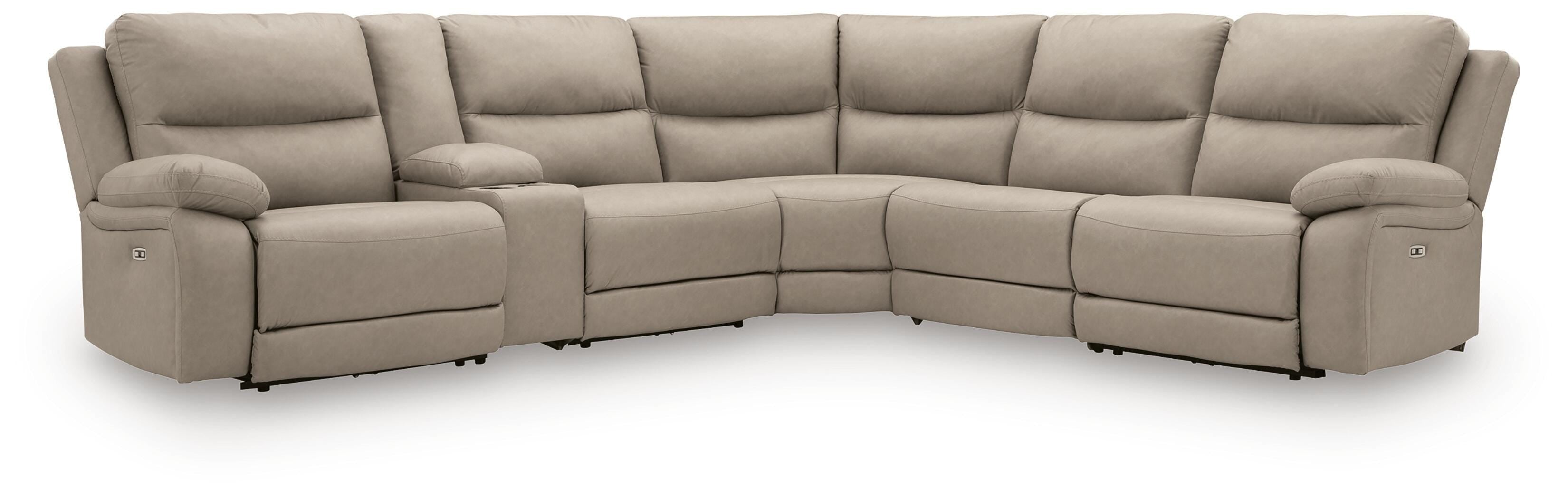 Narwhal Place 6-Piece Power Reclining Sectional in Pebble Faux Leather