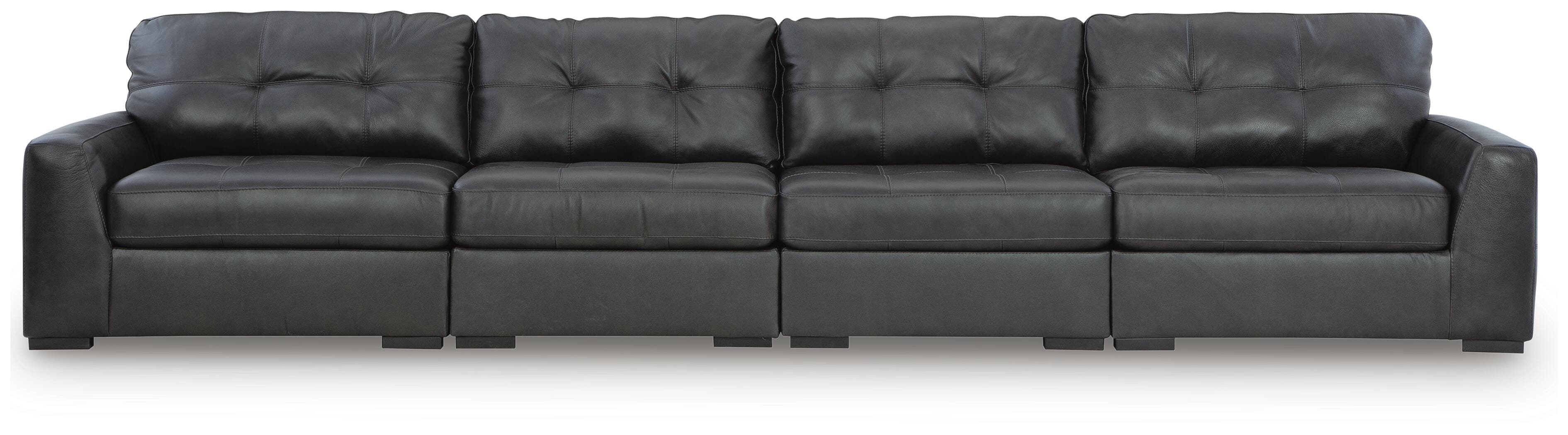 Brindley Pier 4-Piece Sectional in Fog Leather