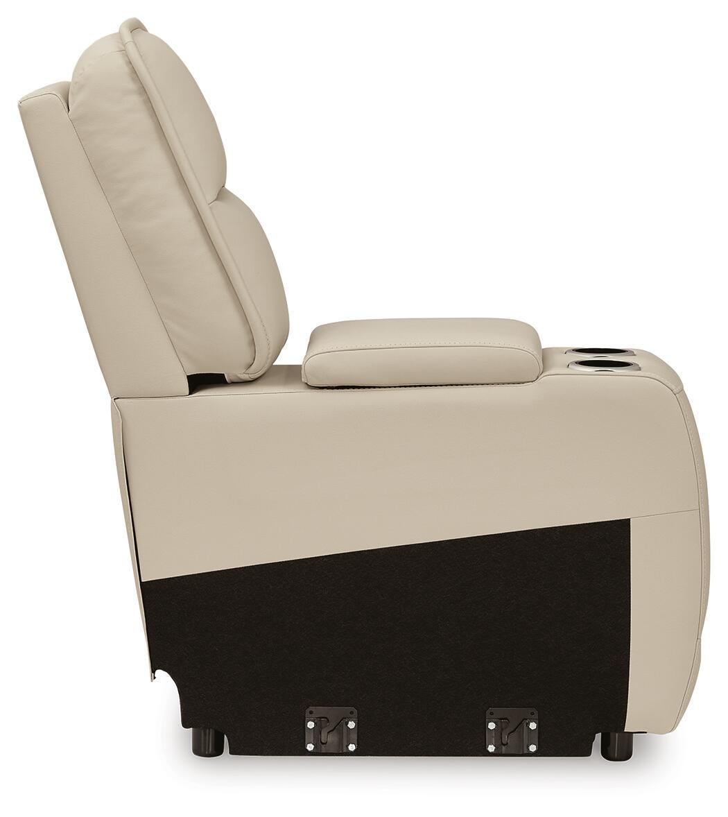 Double Deal 5-Piece Reclining Sectional with Console in Almond Leather