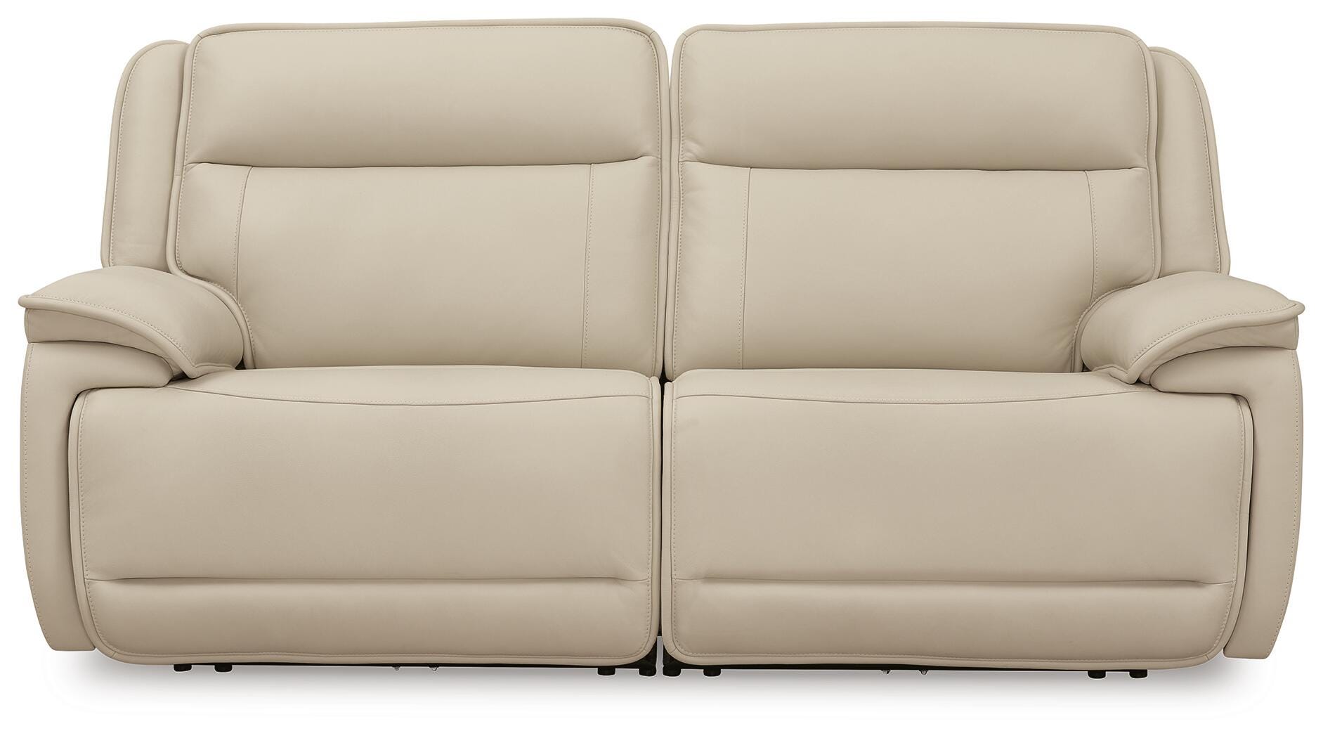 Double Deal 2-Piece Power Reclining Loveseat Sectional in Almond Leather