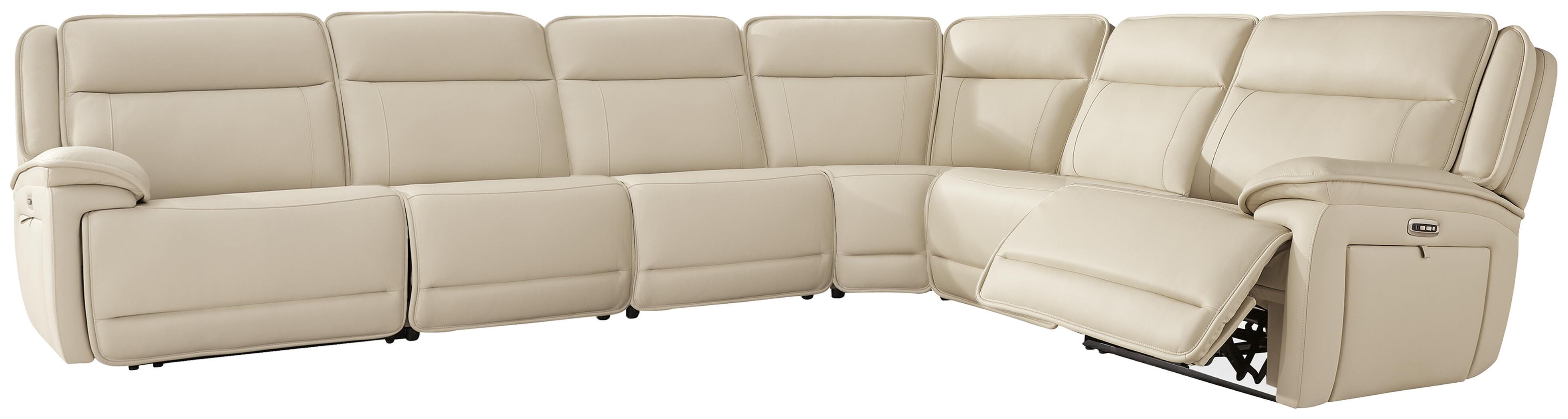 Double Deal 6-Piece Reclining Sectional in Almond Leather