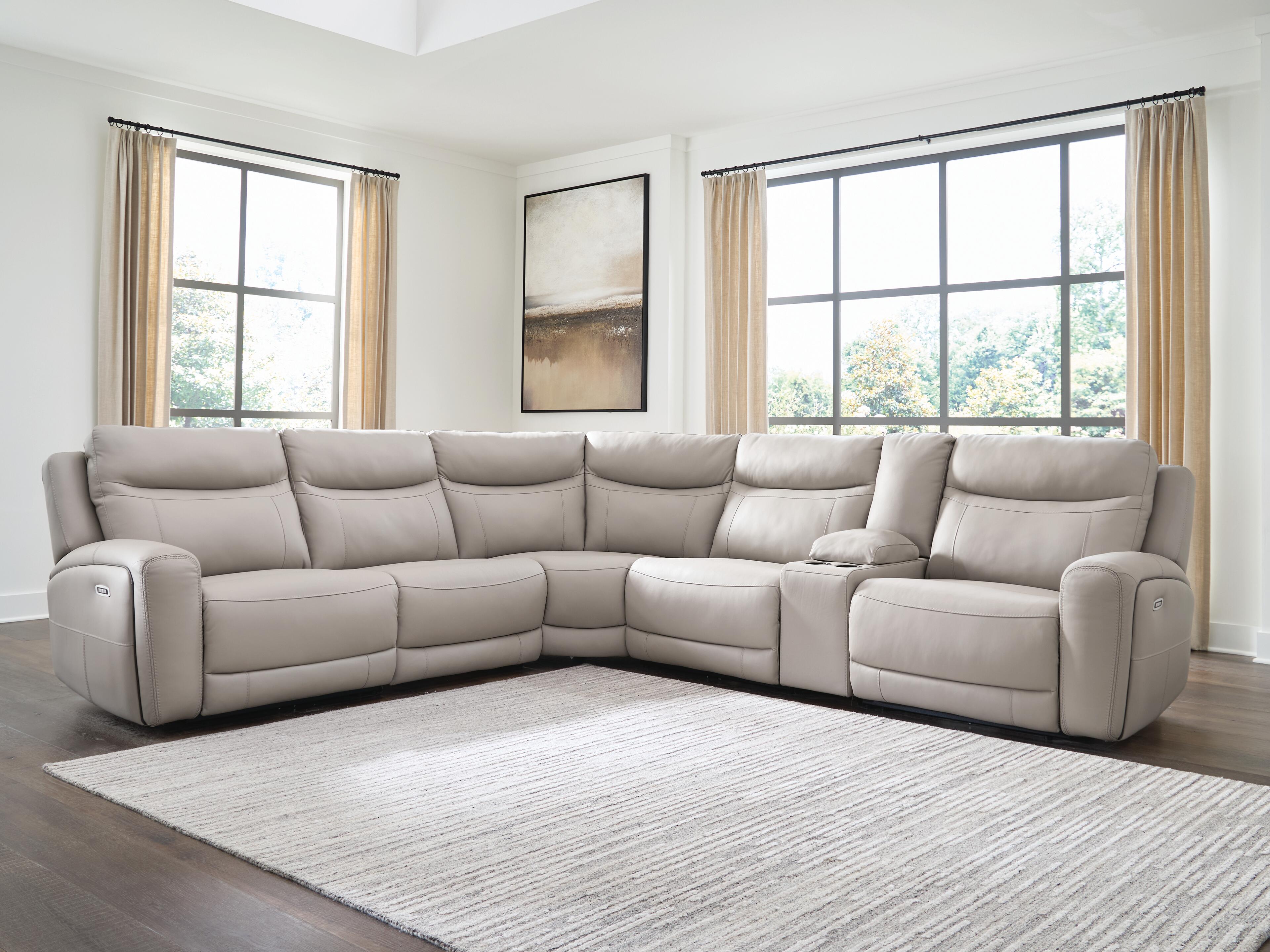 Gravier 6-Piece Power Reclining Sectional with Storage Console in Gray