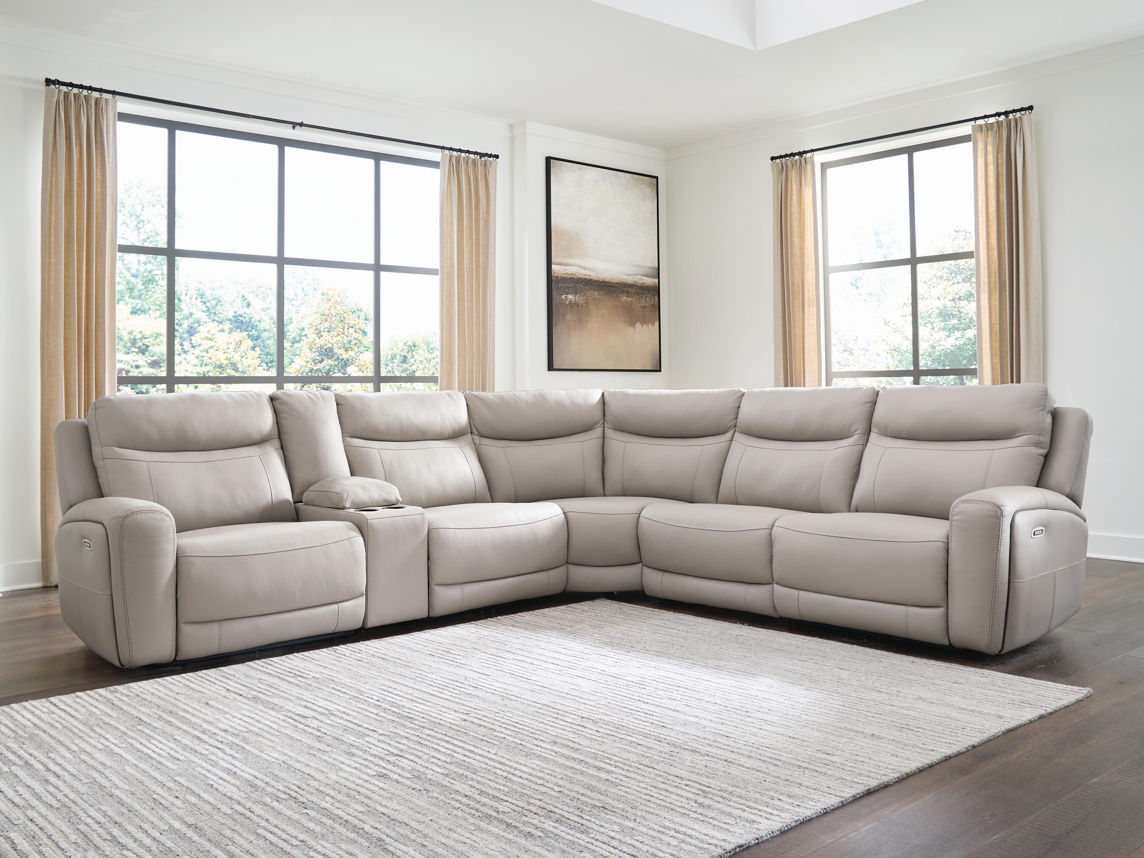 Gravier 6-Piece Power Reclining Sectional with Storage Console in Gray