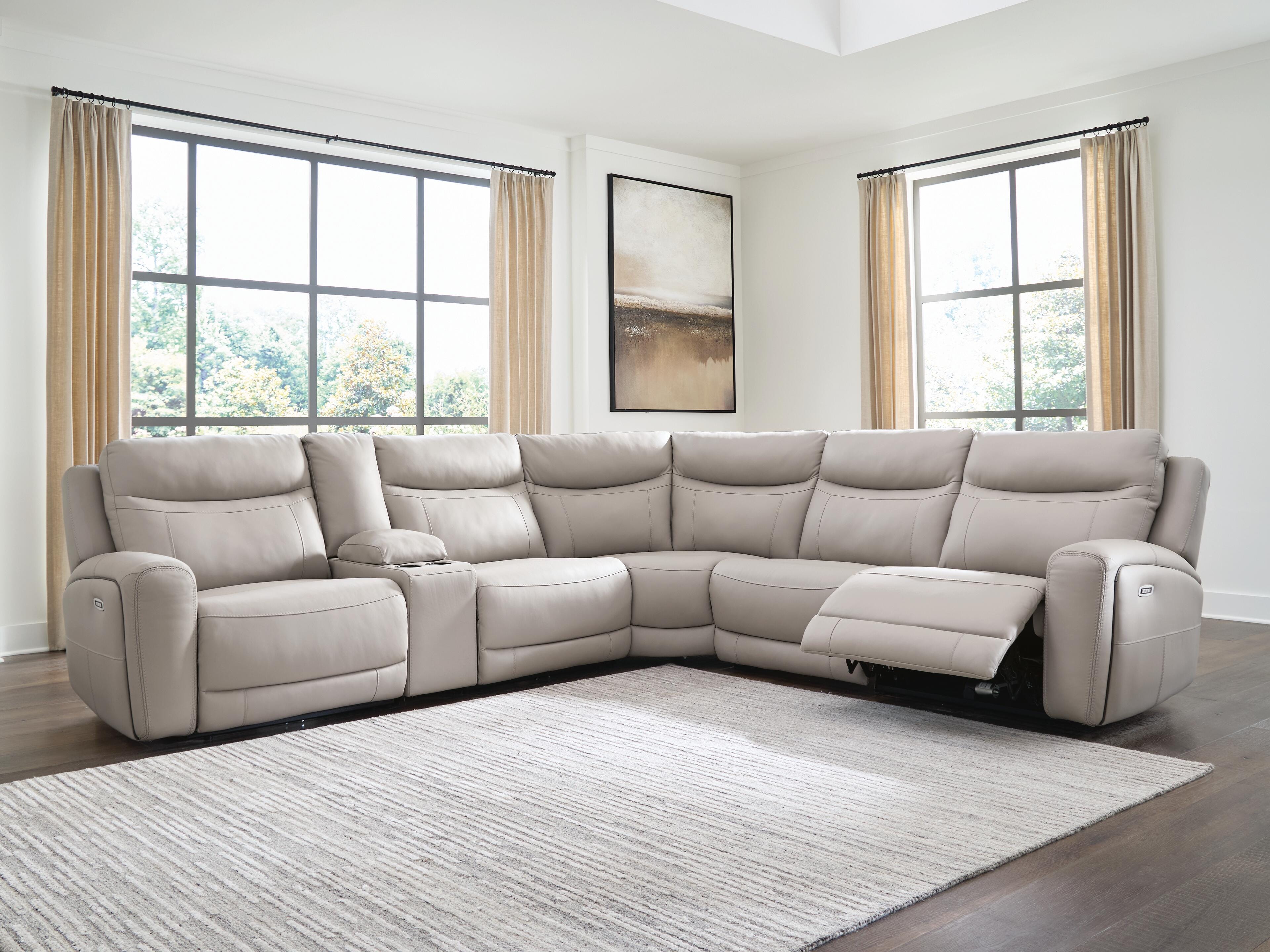 Gravier 6-Piece Power Reclining Sectional with Storage Console in Gray