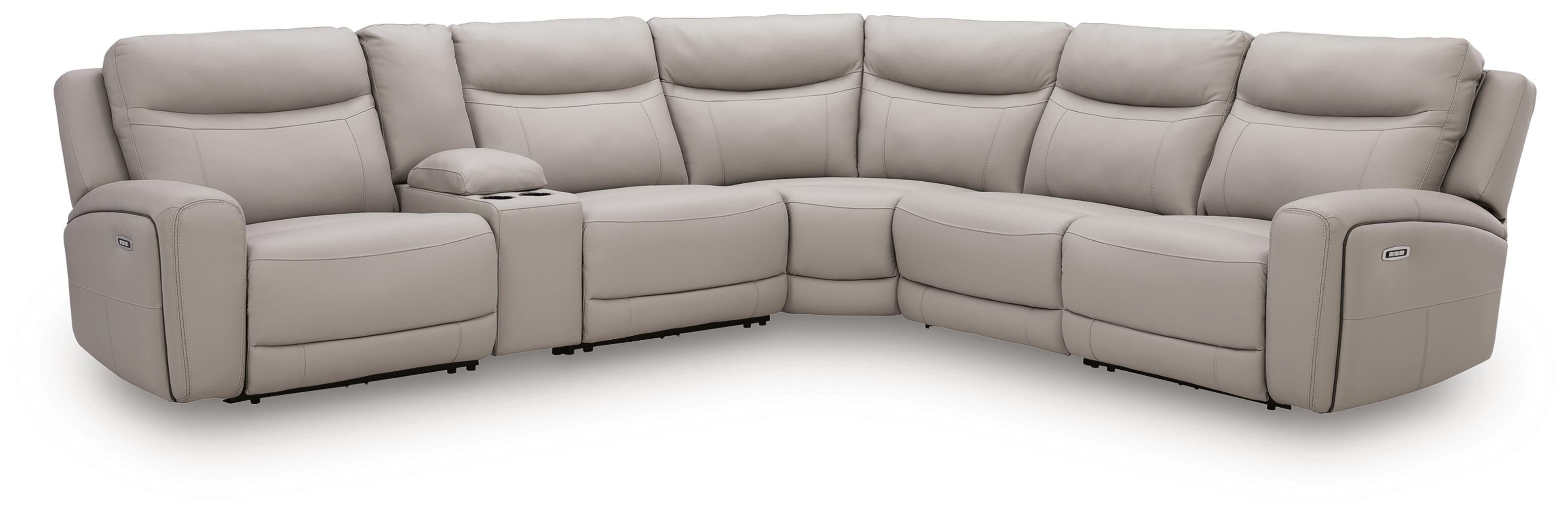 Gravier 6-Piece Power Reclining Sectional with Storage Console in Gray