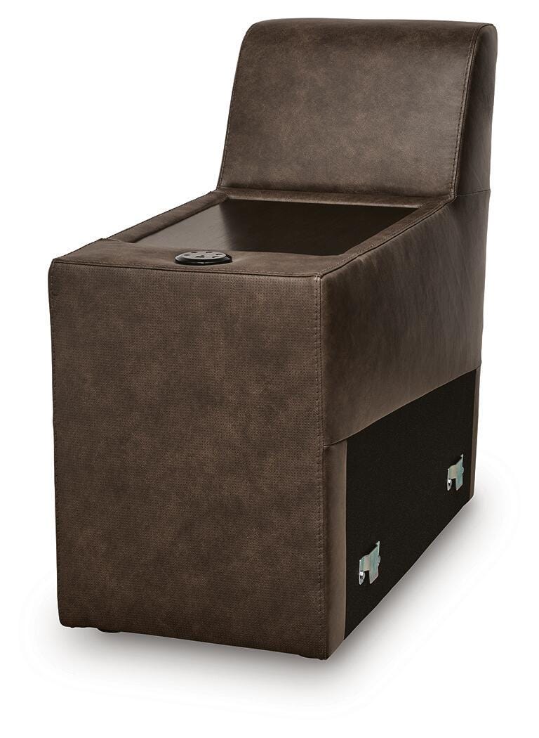ModZ 7-Piece Power Reclining Sectional with Audio Consoles in Chocolate