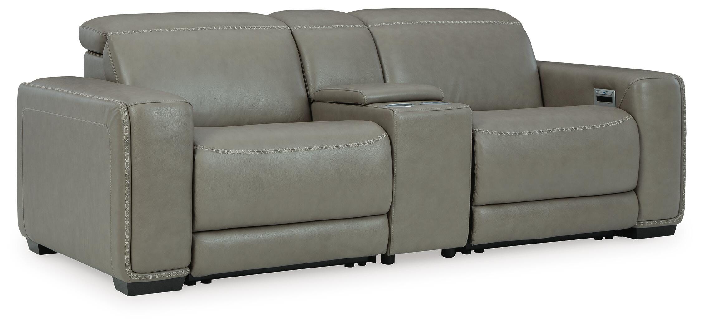 Correze 3-Piece Power Reclining Sectional Loveseat in Gray Leather