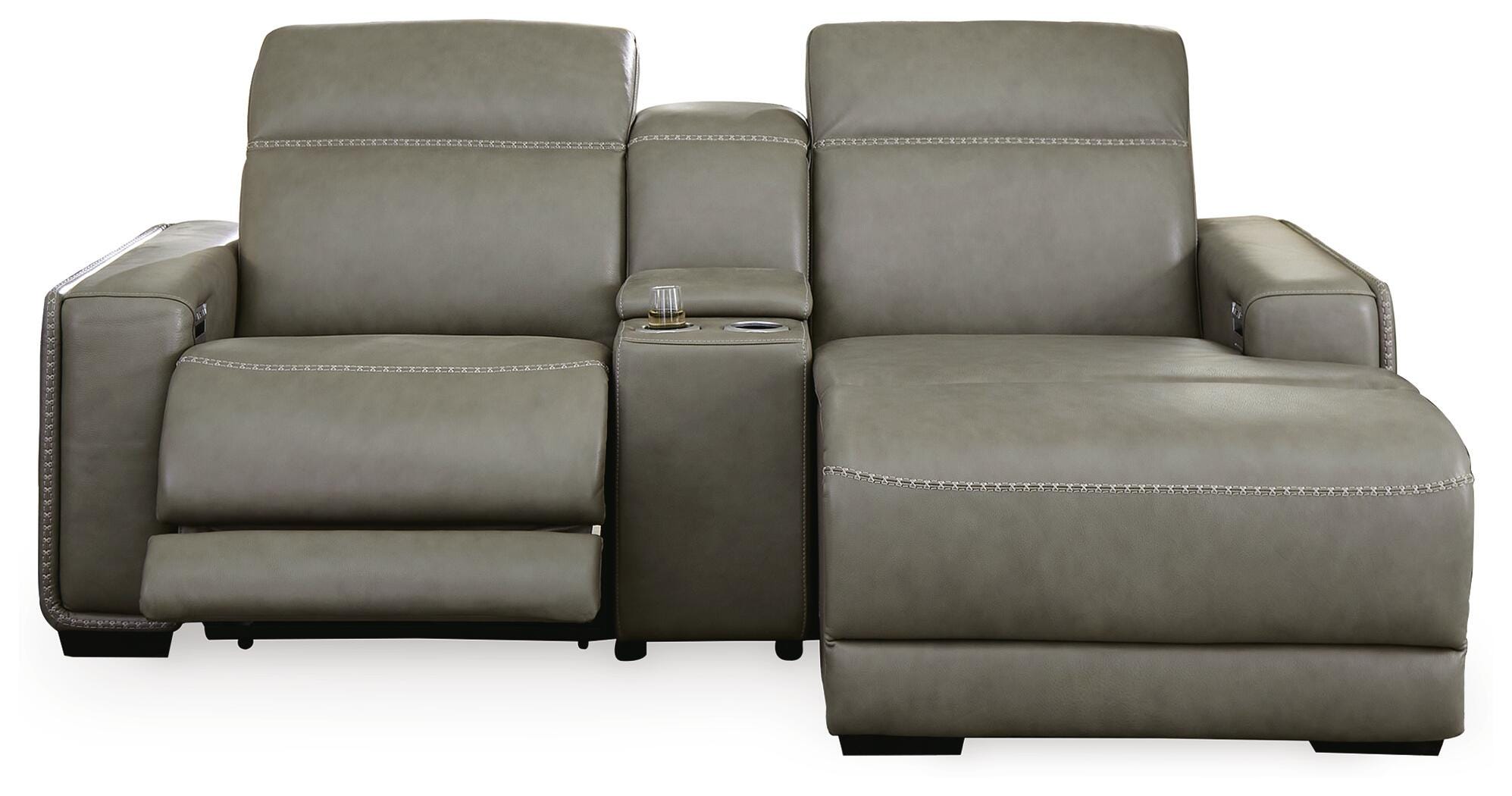 Correze 3-Piece Power Reclining Sectional with Chaise in Gray Leather
