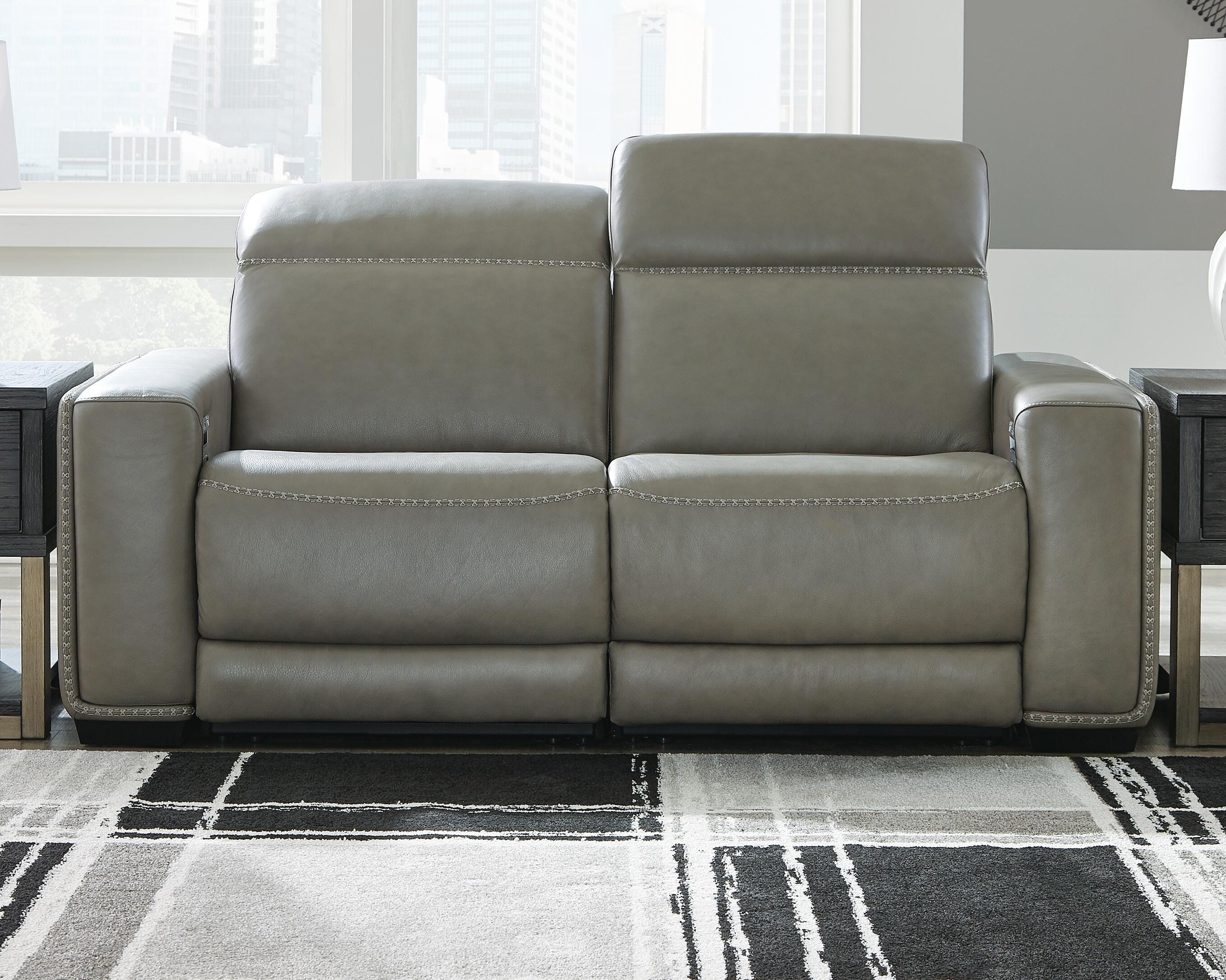 Correze 2-Piece Power Reclining Sectional in Gray Leather