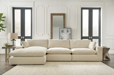 Elyza 3-Piece LAF Chaise Sectional in Linen Chenille