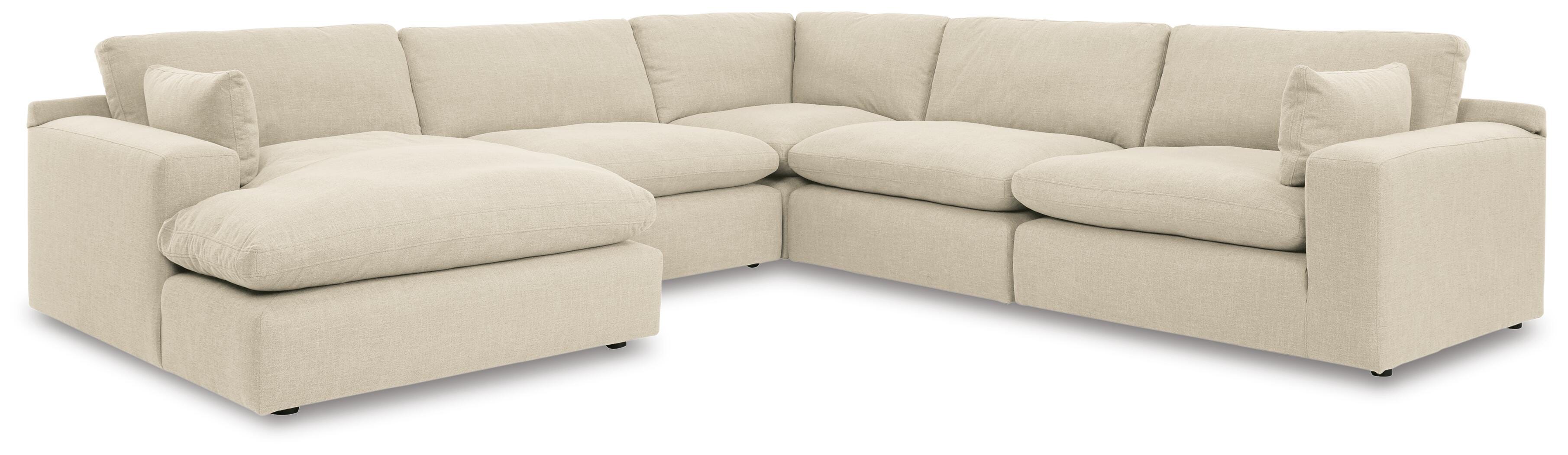 Elyza 5-Piece LAF Chaise Sectional in Linen Chenille