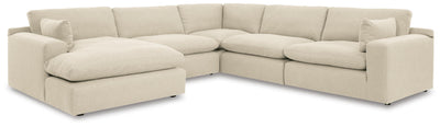 Elyza 5-Piece LAF Chaise Sectional in Linen Chenille