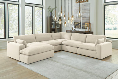 Elyza 5-Piece LAF Chaise Sectional in Linen Chenille