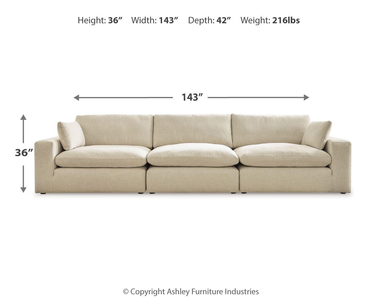 Elyza 3-Piece Sectional Sofa in Linen Chenille