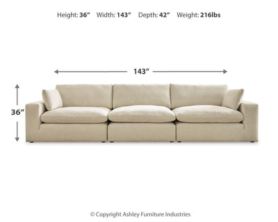Elyza 3-Piece Sectional Sofa in Linen Chenille