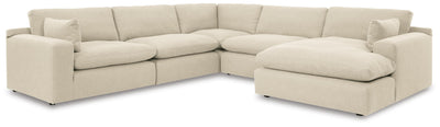 Elyza 5-Piece RAF Chaise Sectional in Linen