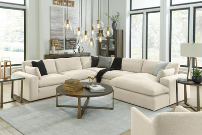 Elyza 5-Piece RAF Chaise Sectional in Linen