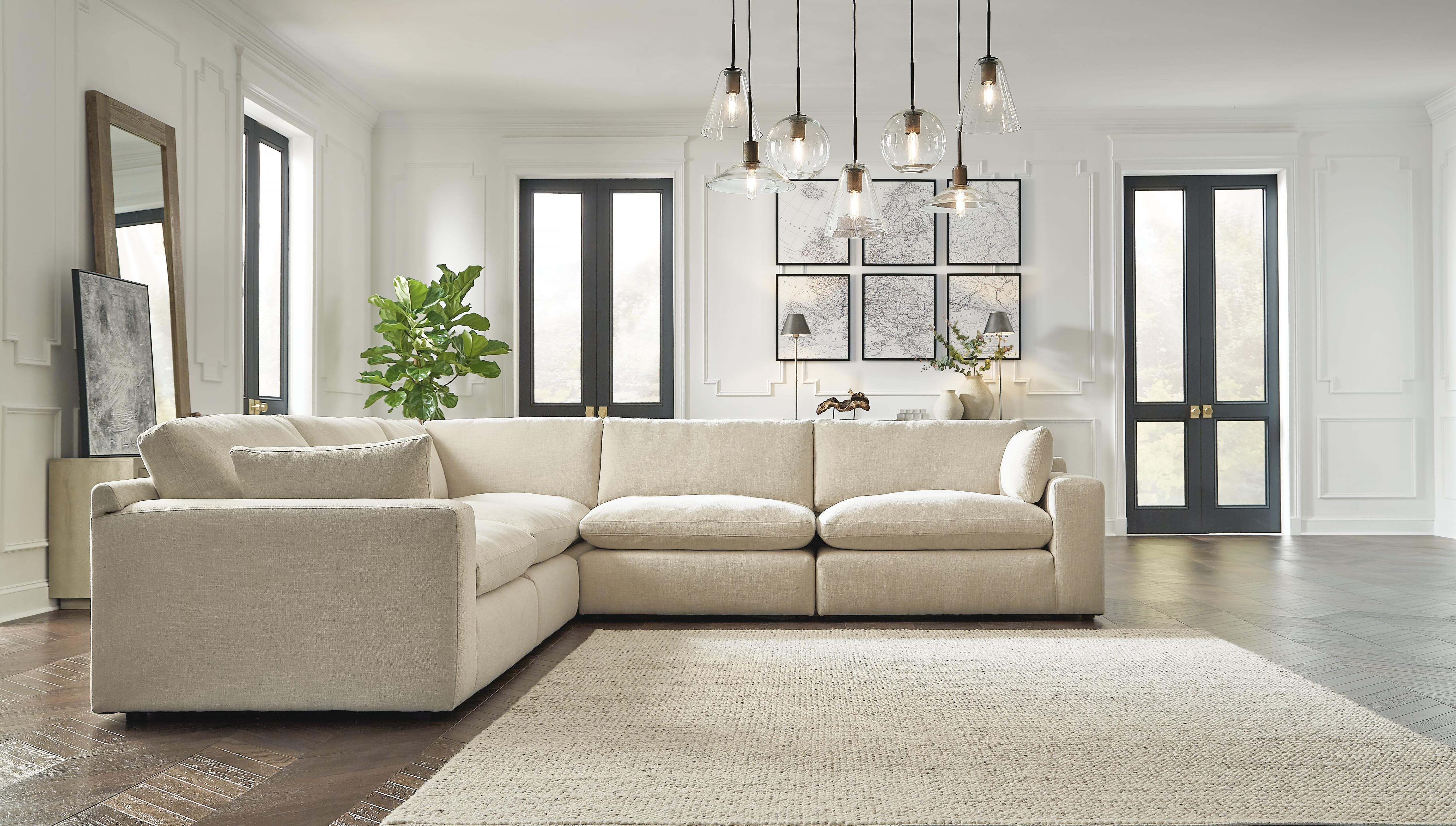 Elyza 5-Piece Sectional in Linen Chenille